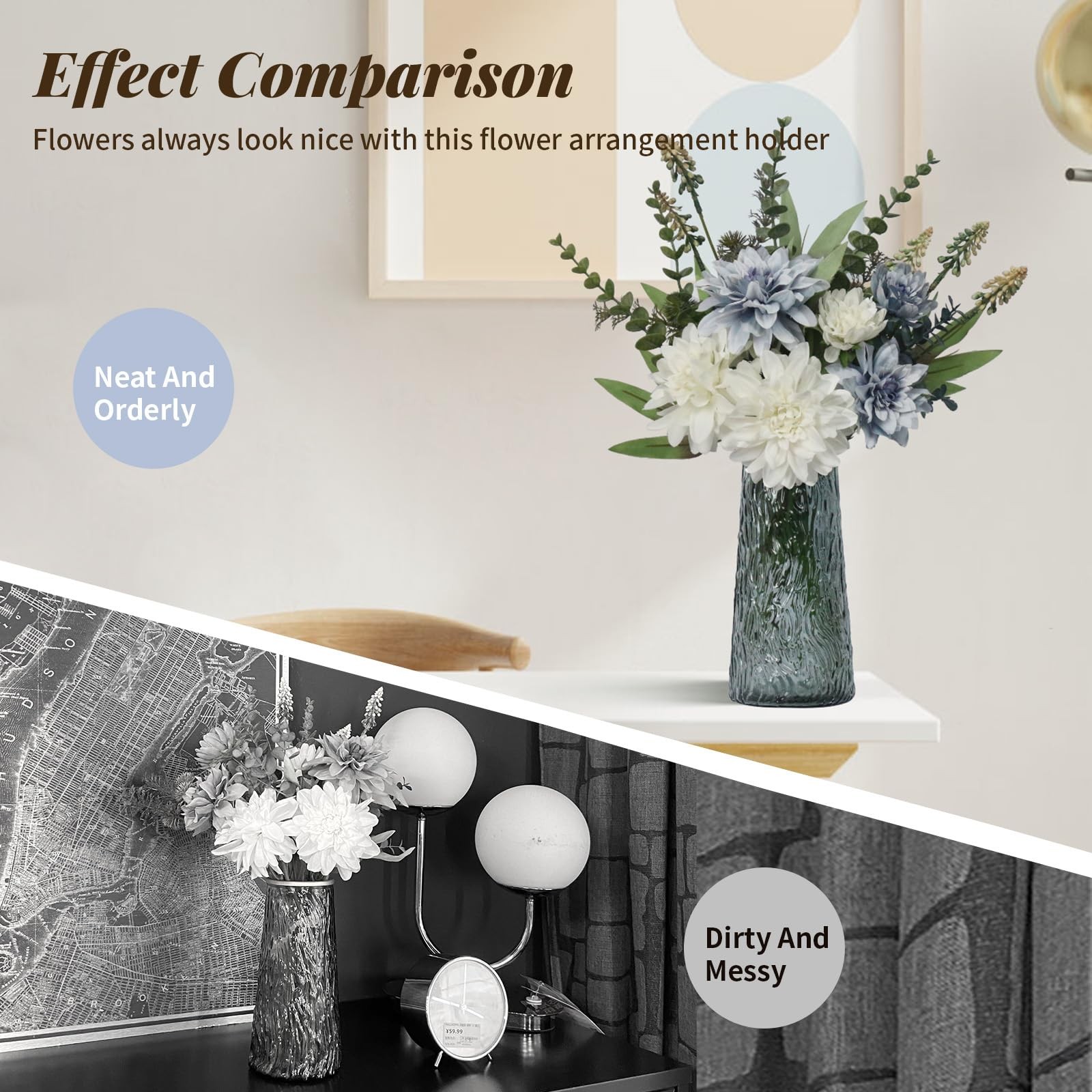 Silk Artificial Fake Flowers In Vase Faux Plants Centerpiece Table Decorations