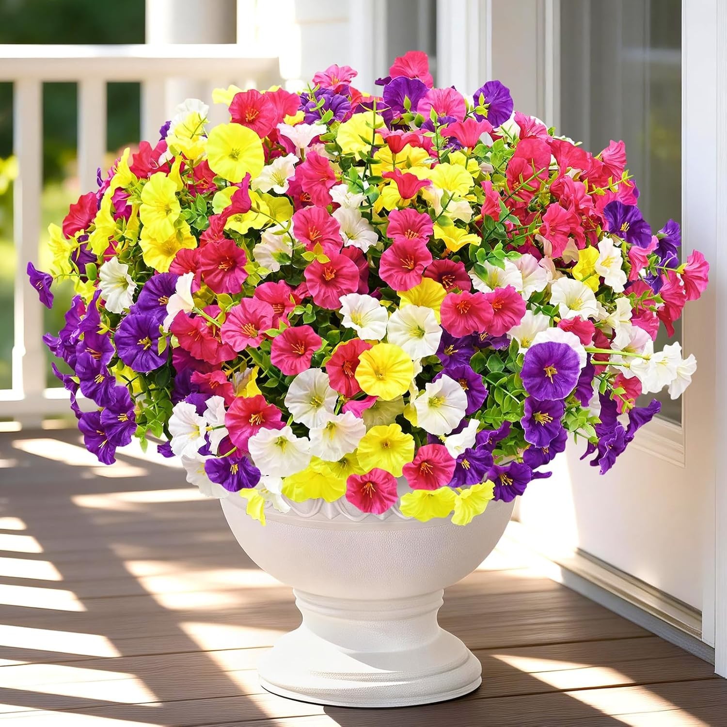 14 Bundles Artificial Flowers for Outdoors, UV Resistant Artificial Outdoor