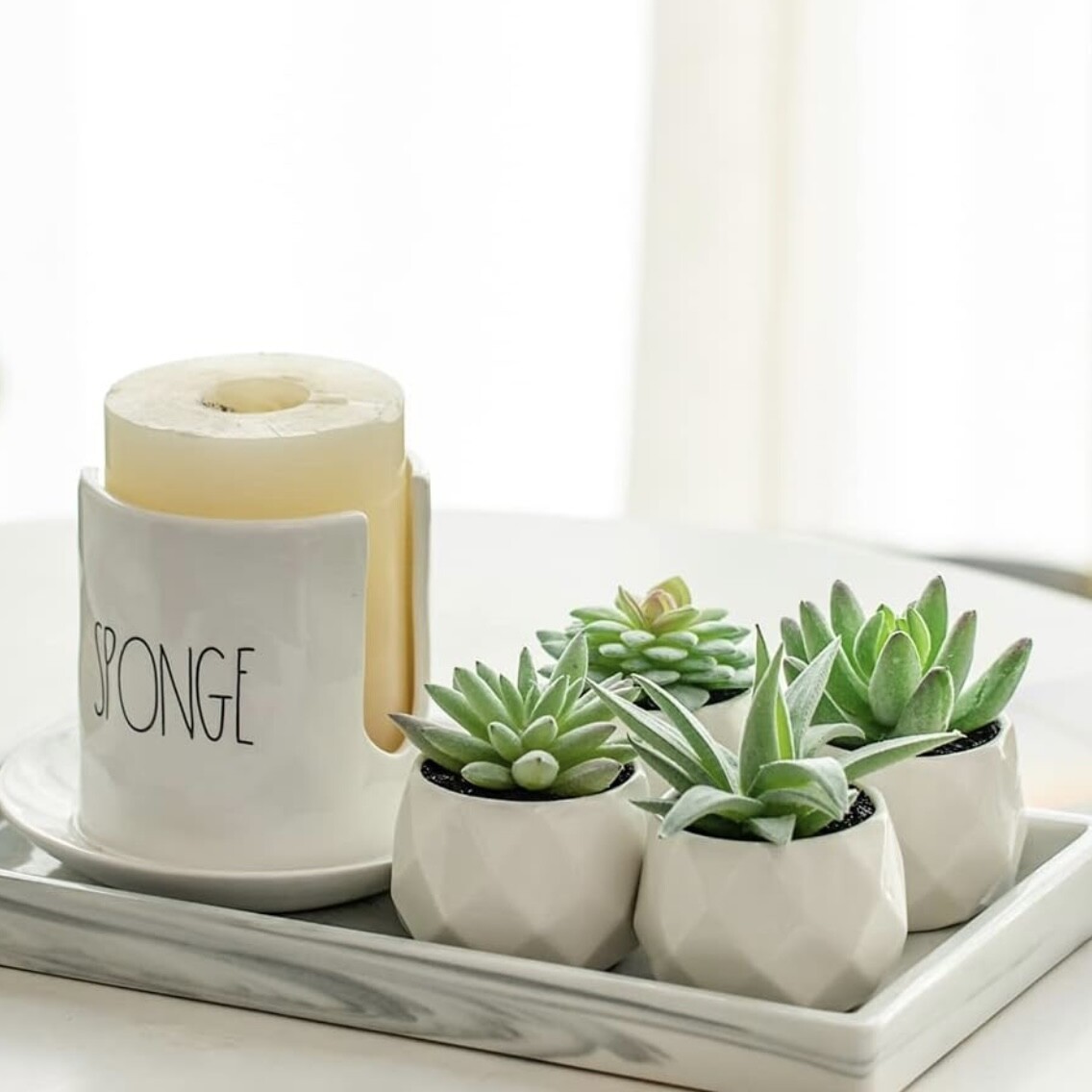Artificial Succulent Plants for Desk Decor Small Fake Plant -4 Pack Gift