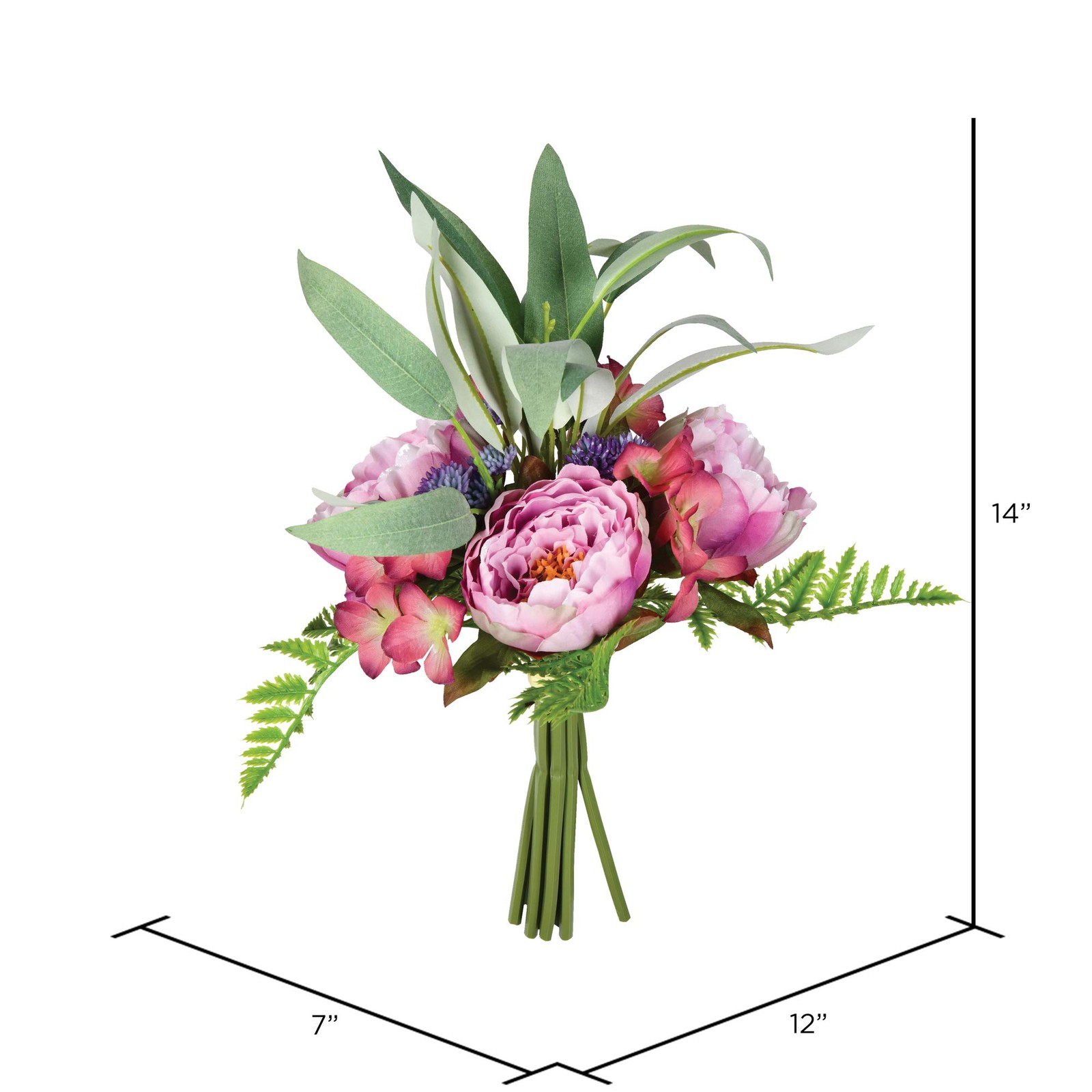 Vickerman 14” Fabric Artificial Peony Bouquet in Mauve Pink (Set of 2)