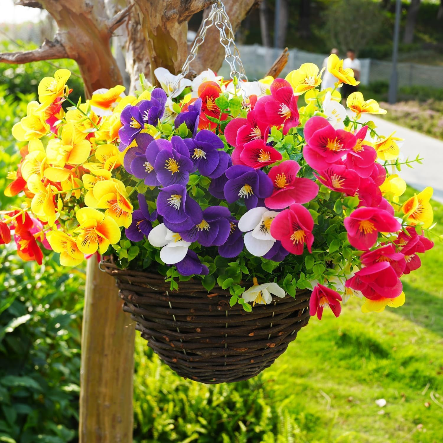 20 Pcs Artificial Flowers UV Resistant Realistic Pansies Fake Indoor & Outdoor