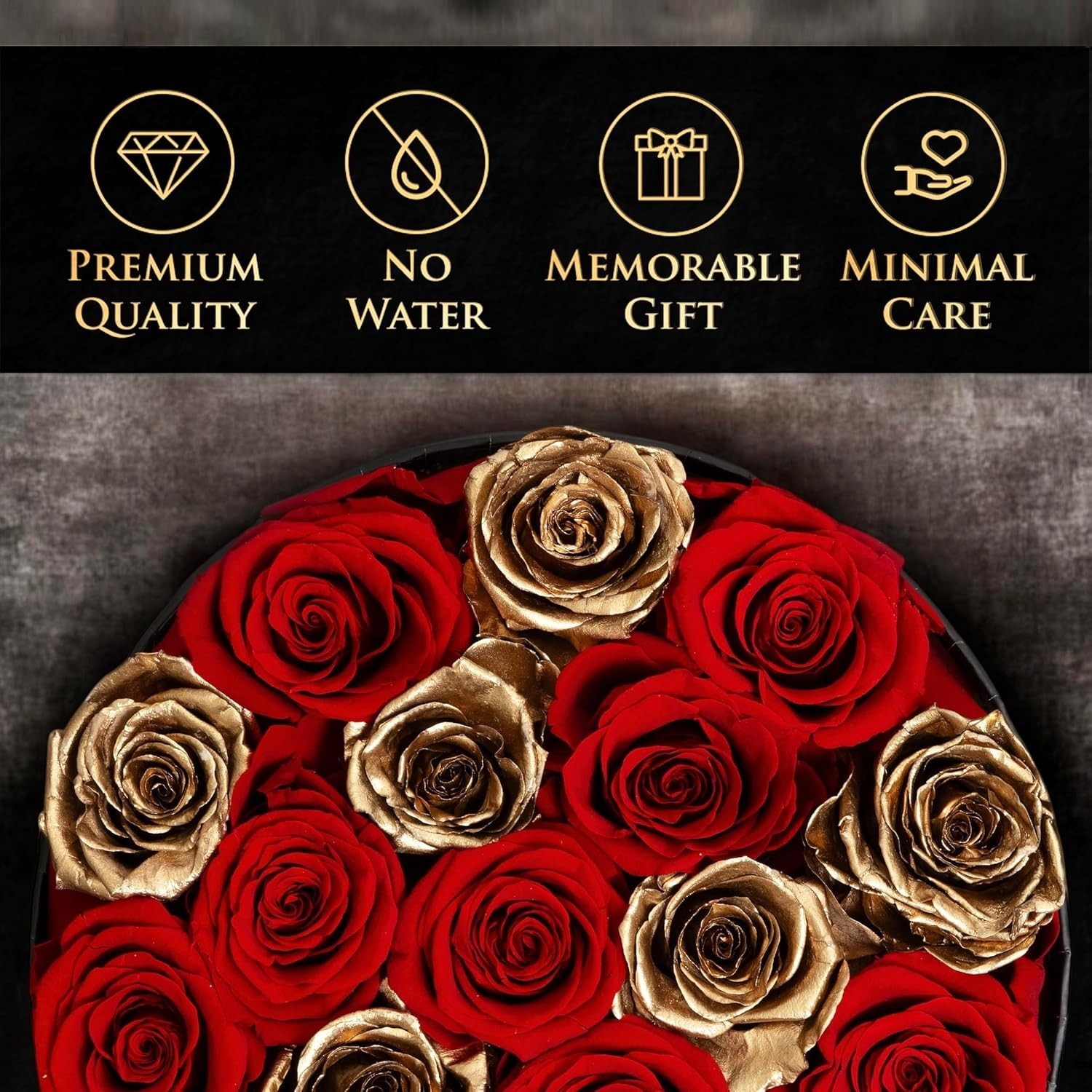 Luxury Red & Gold Roses Gifts for Women Black Box
