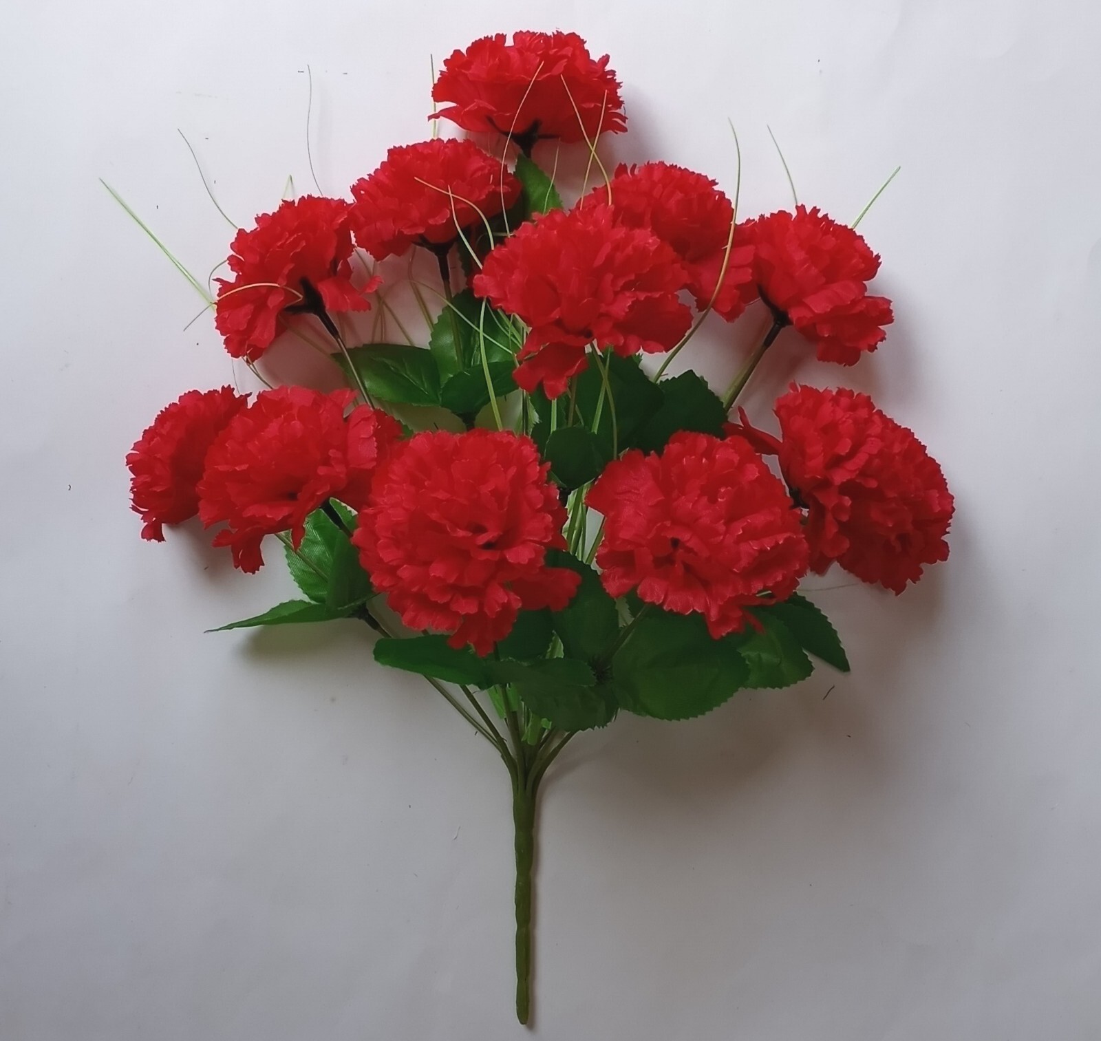 Red Carnation Bush 12-Bloom 17″H Silk Fake Flower Holiday In/Outdoor Decor USA