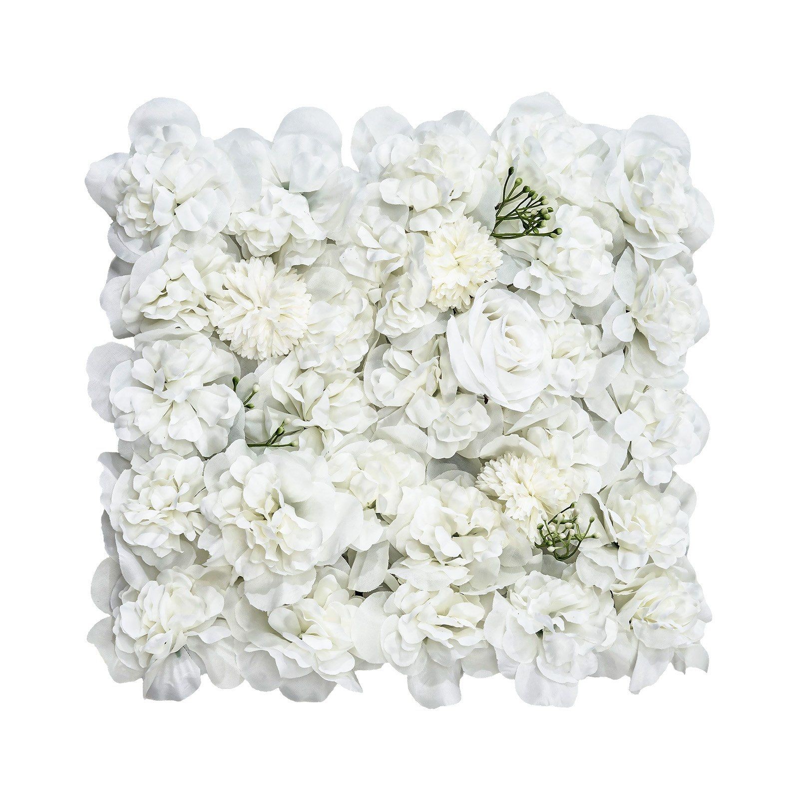 24PCS 15x15in 3D Floral Mesh Wall Panel Realistic Textured Petals White