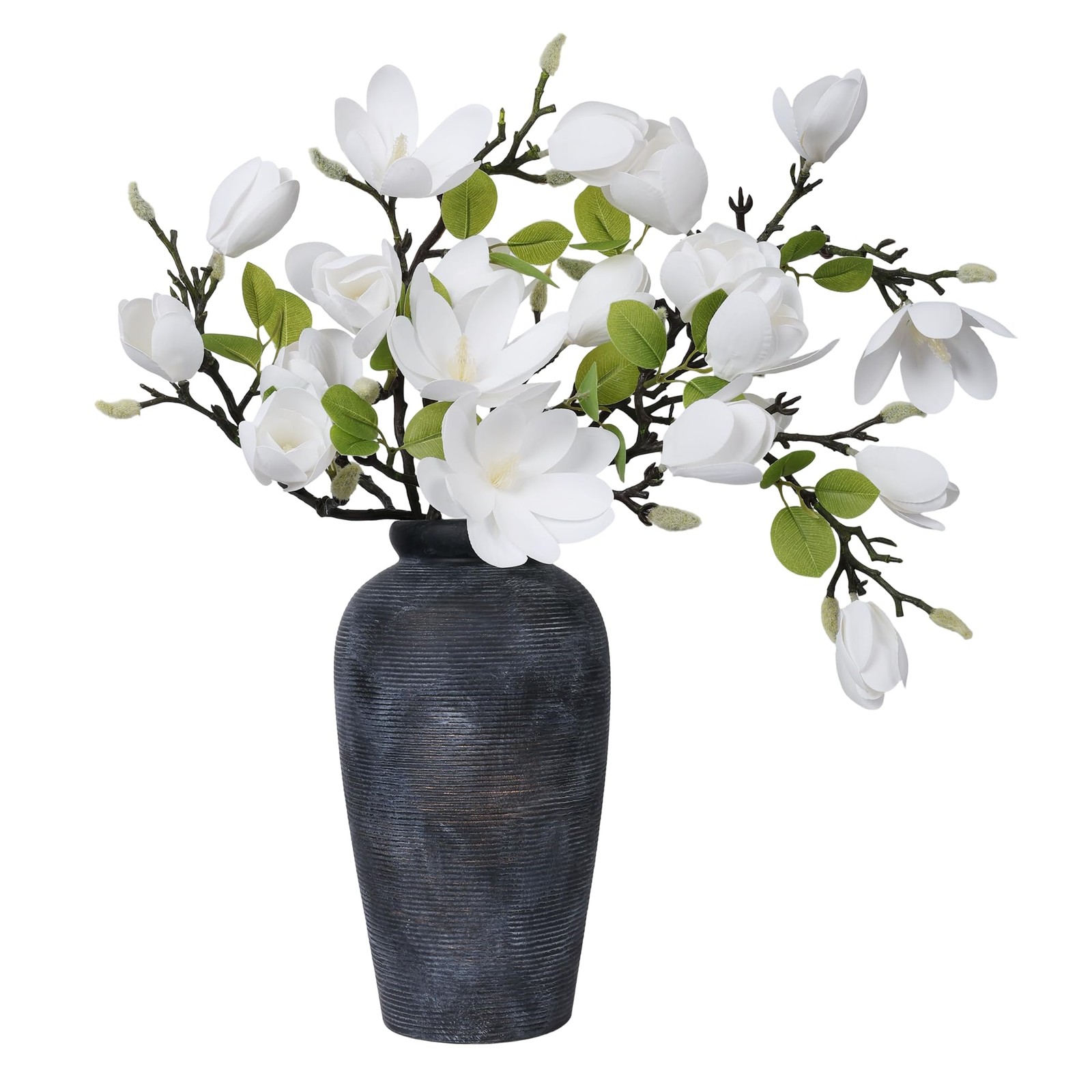 5PCS Artificial Magnolia Flowers Stems, Fake White Magnolia Floral Buds, 26″ …