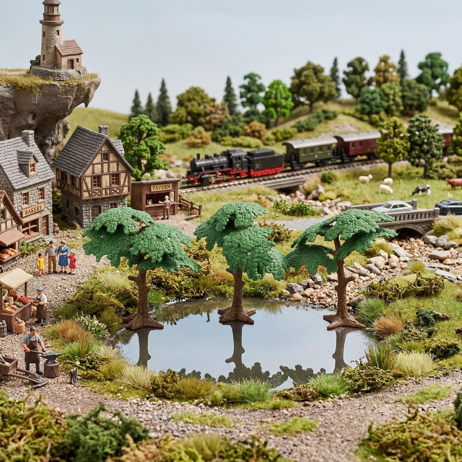 3Pcs Fake Trees Model Cypress Miniature Artificial Tree Train Miniature Scene…