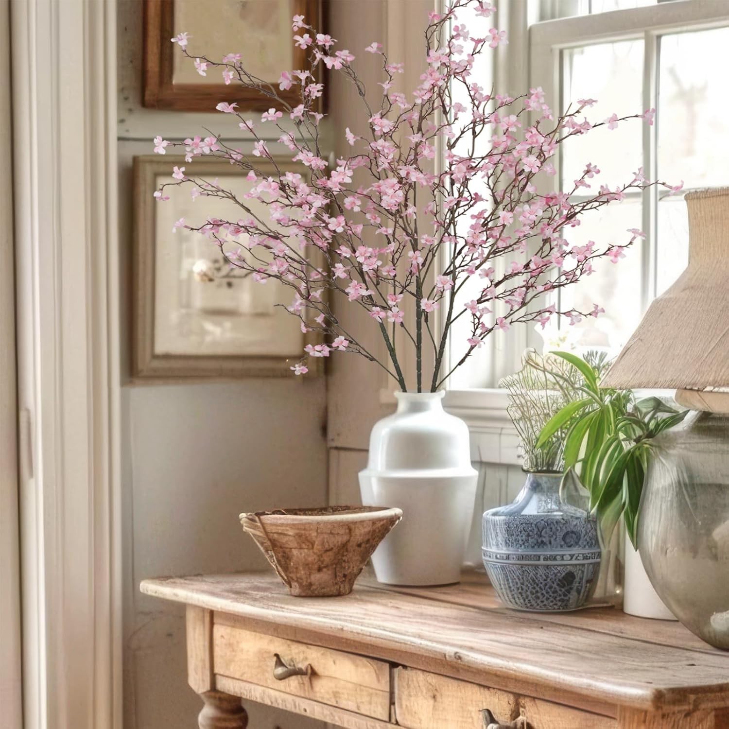 3 Pcs Cherry Blossom Branches Artificial Flowers for Spring Summer Indoor Dec…