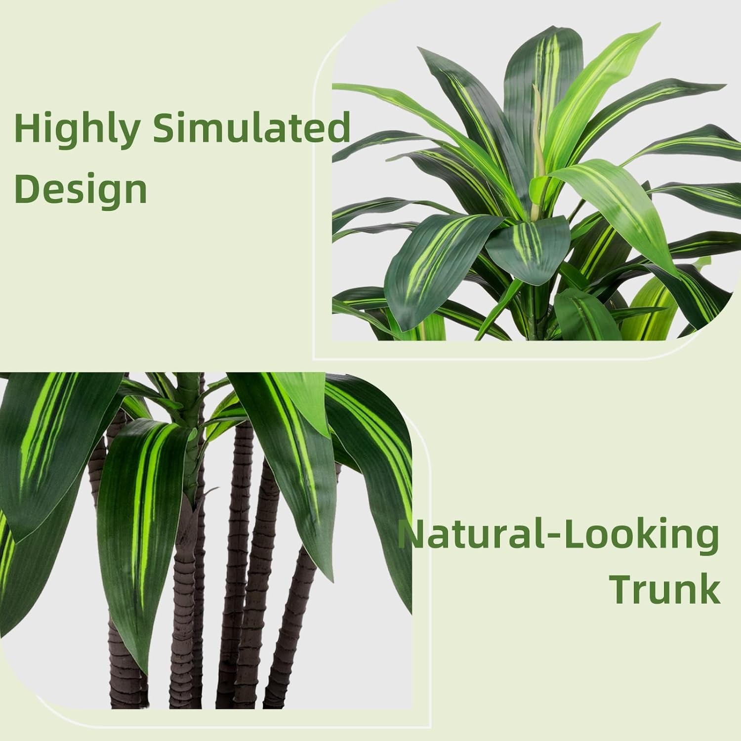 Artificial Dracaena Tree 5FT – Faux Plant with Black Diamond Planter – Tall Fake