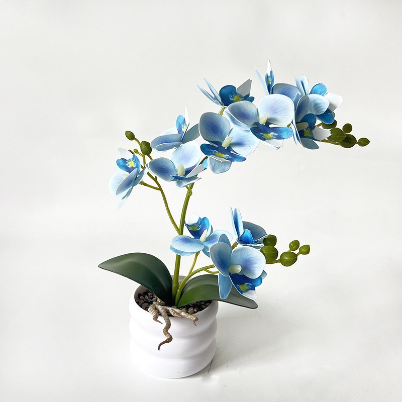 Faux Phalaenopsis Orchid Silk Flower Centerpiece Dust Resistant 12-bloom Design