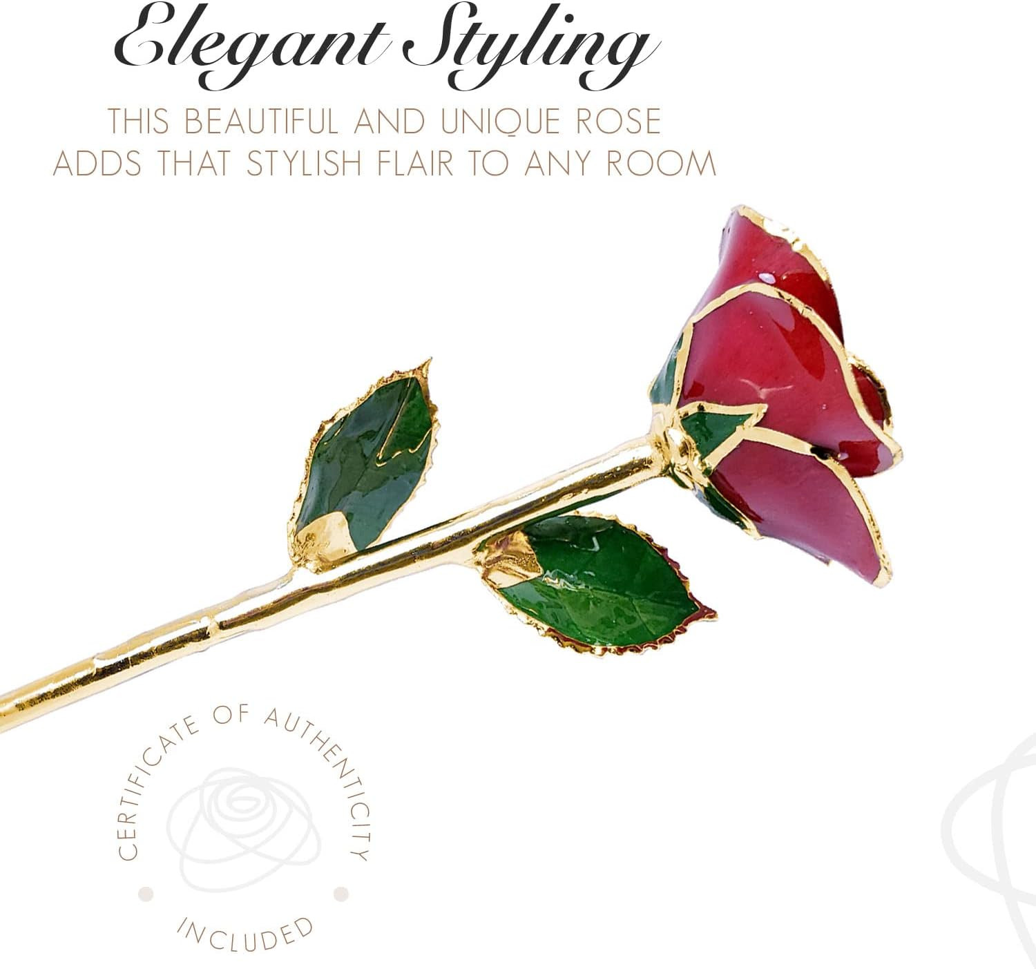 Bloomed, Beautiful 24K Gold Dipped Red Rose That Lasts Forever, 24K Gold Dipped