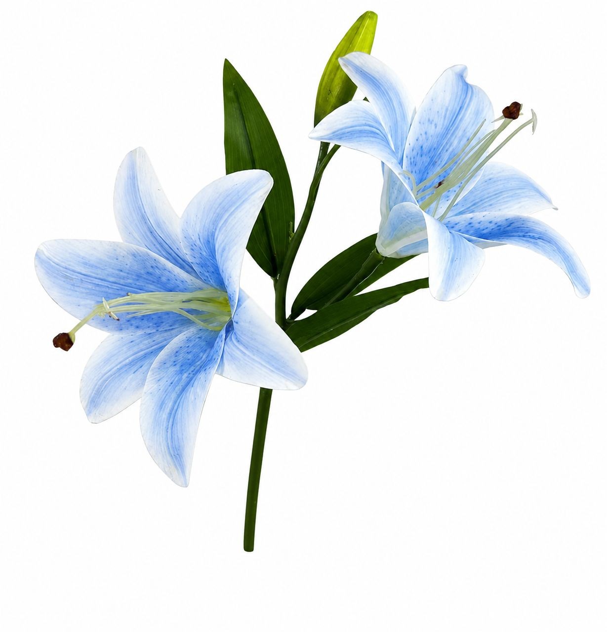 Blue Lily Stems, Real Touch Flowers, Artificial Lily Spray, Faux Blue Lilies, Co