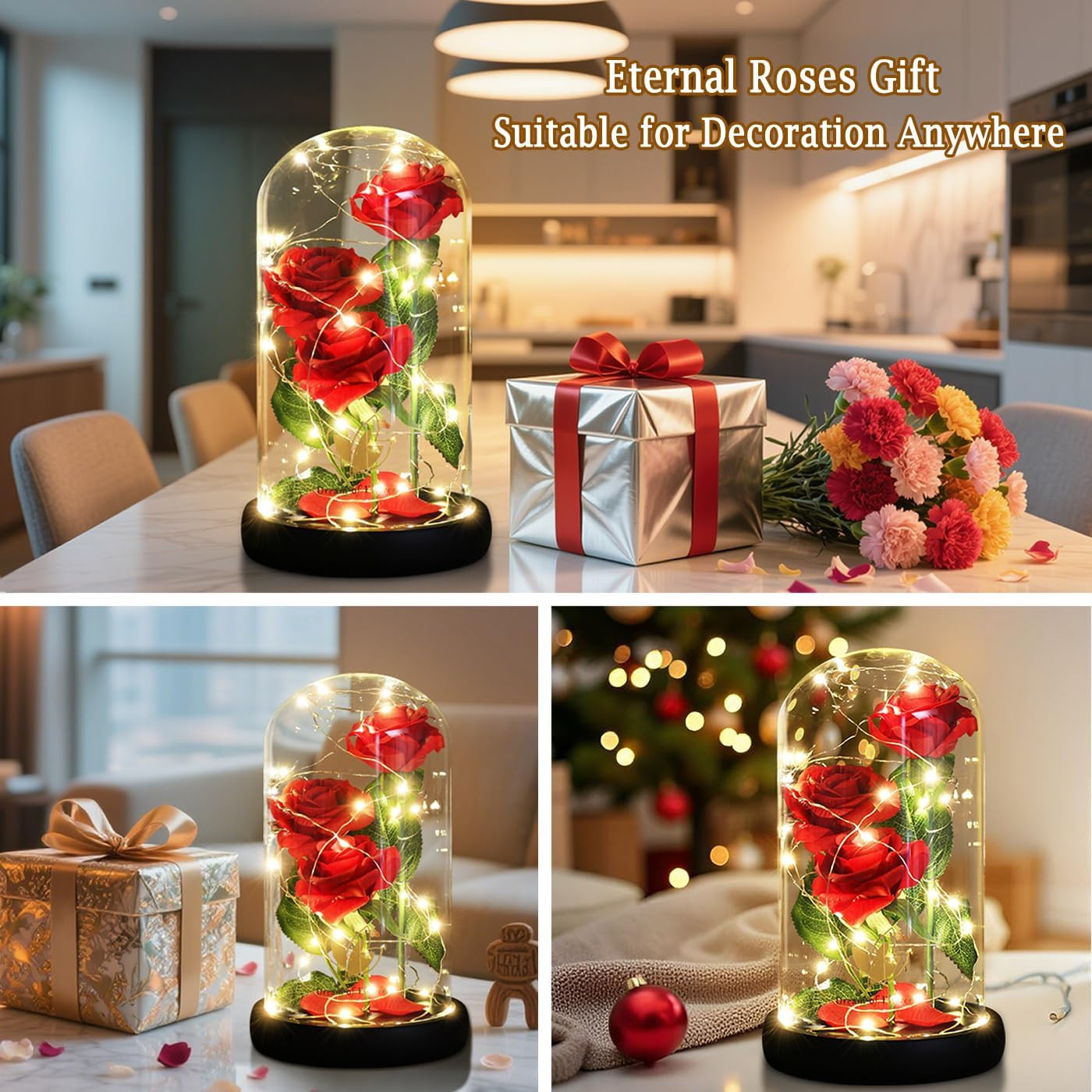 Valentines Day Gifts for Her,Beauty and the Beast Rose in Glass Dome,Anniversary