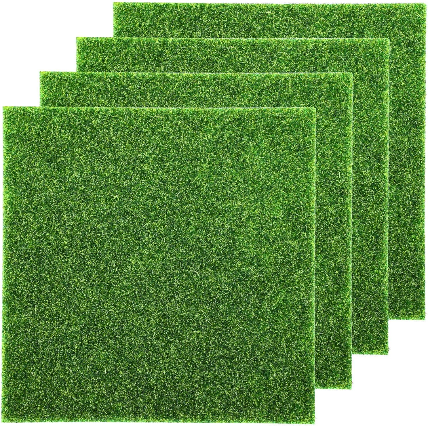 4 Pcs Fake Grass Decor for Crafts, 6 X 6 Inch Fairy Artificial Moss, Miniature M