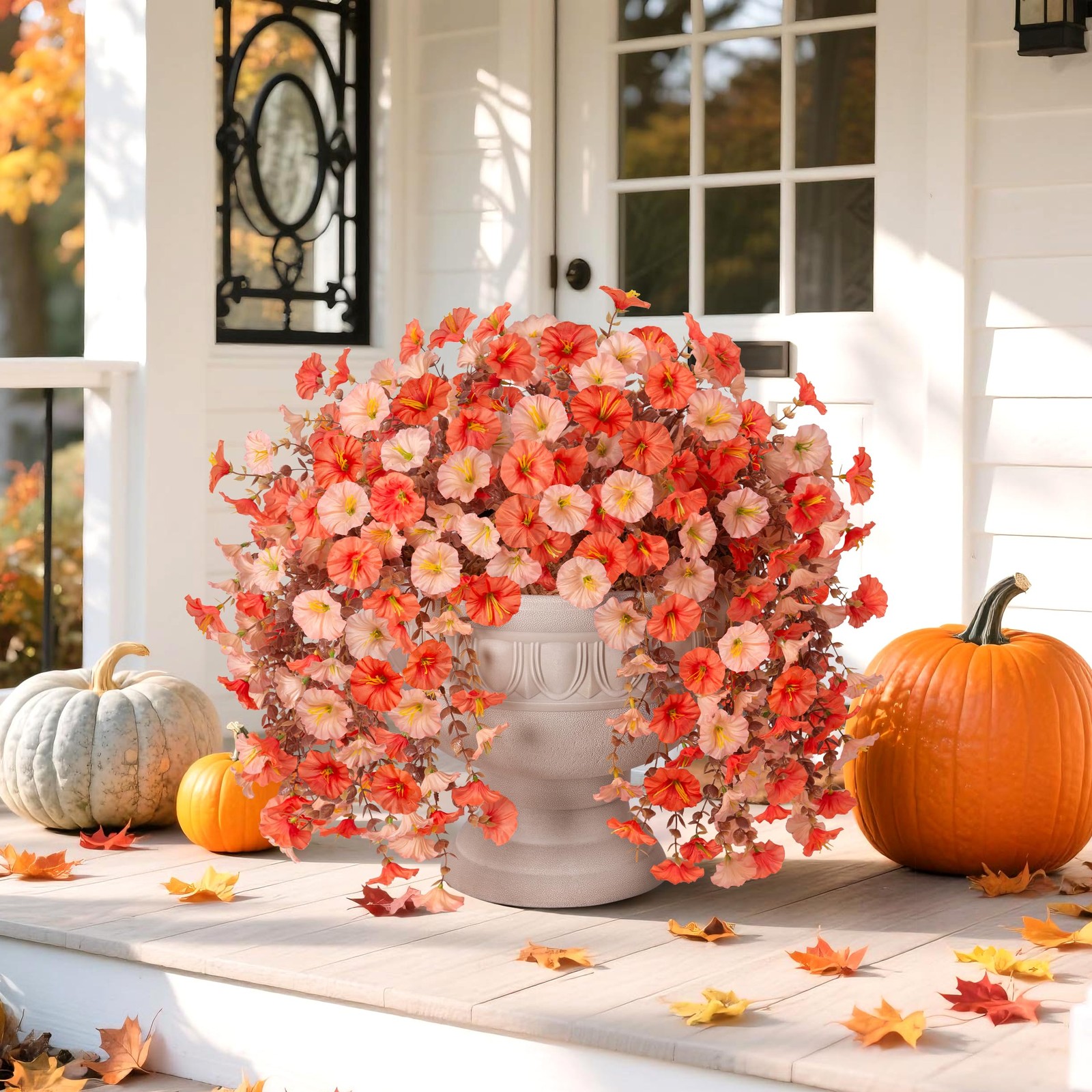 Ivydale Faux Mums Fall Hanging Flowers 2PCS Outdoor Home Garden Decor