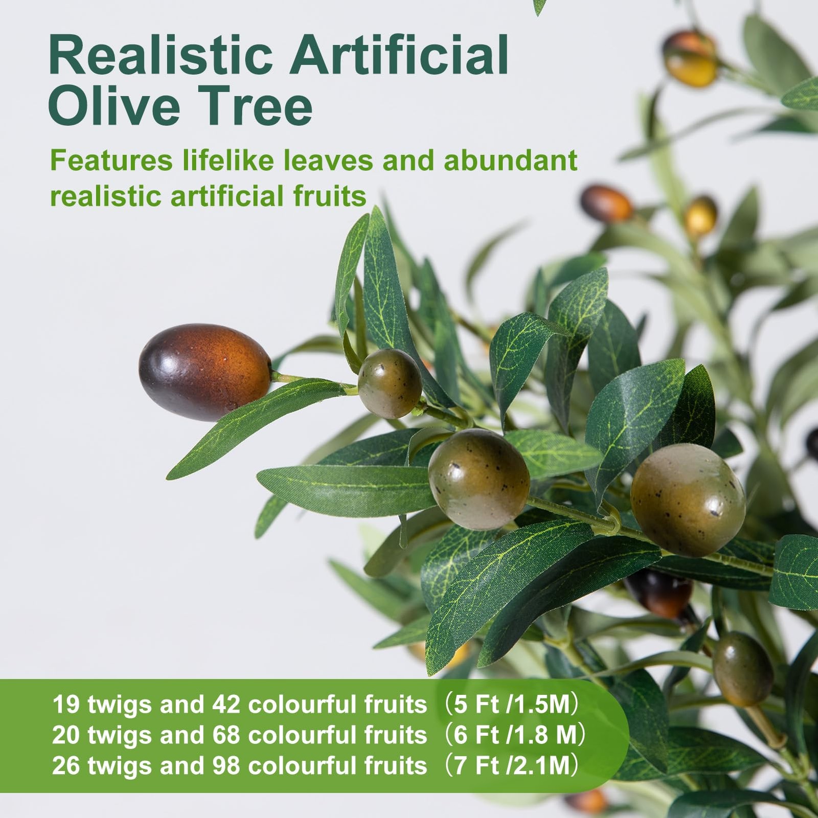 Olive Trees Artificial Indoor, 5FT Tall Faux Olive Tree with Lights Moss and …