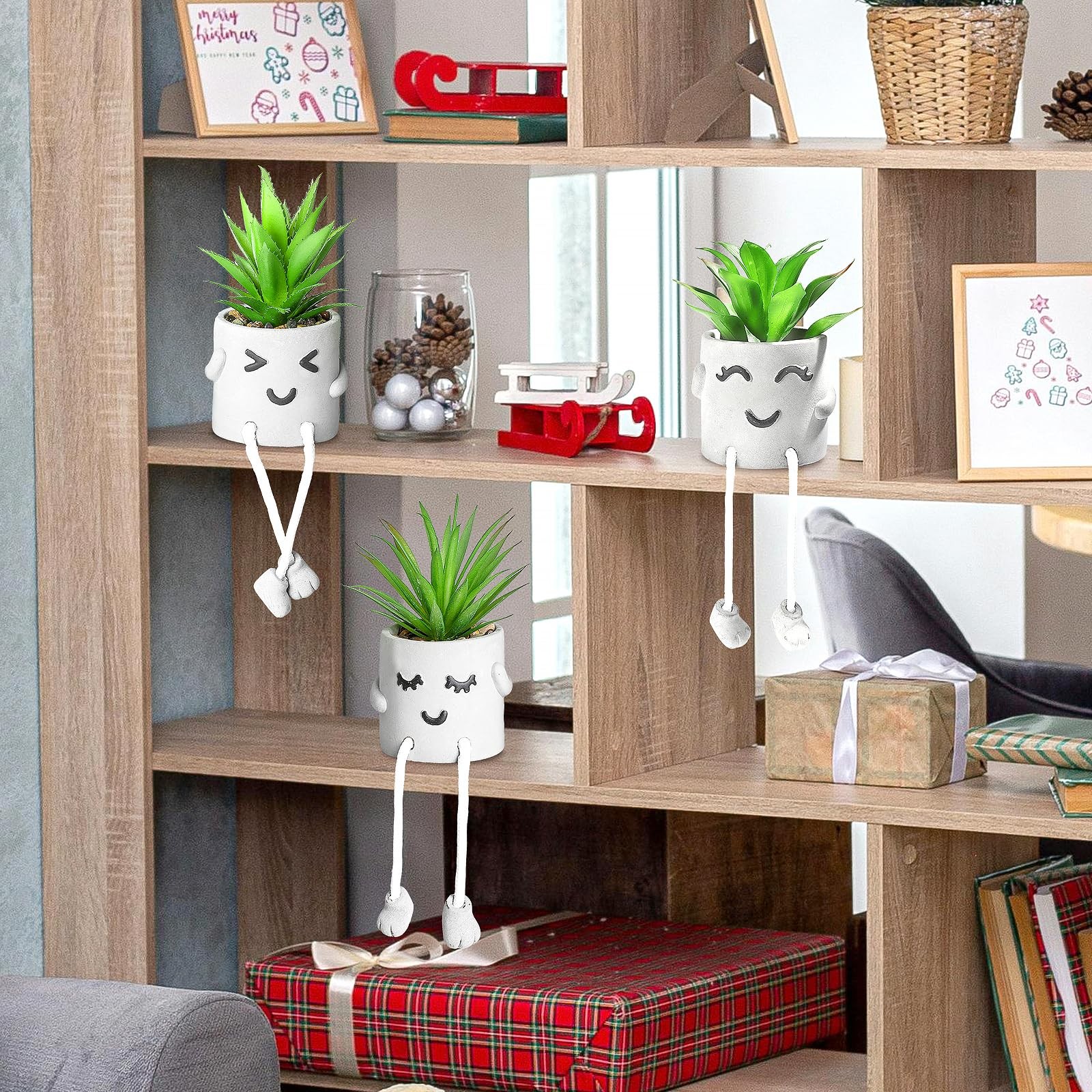 3 PCS Creative Artificial Mini Fake Succulent Emotional Cement Potted Plant