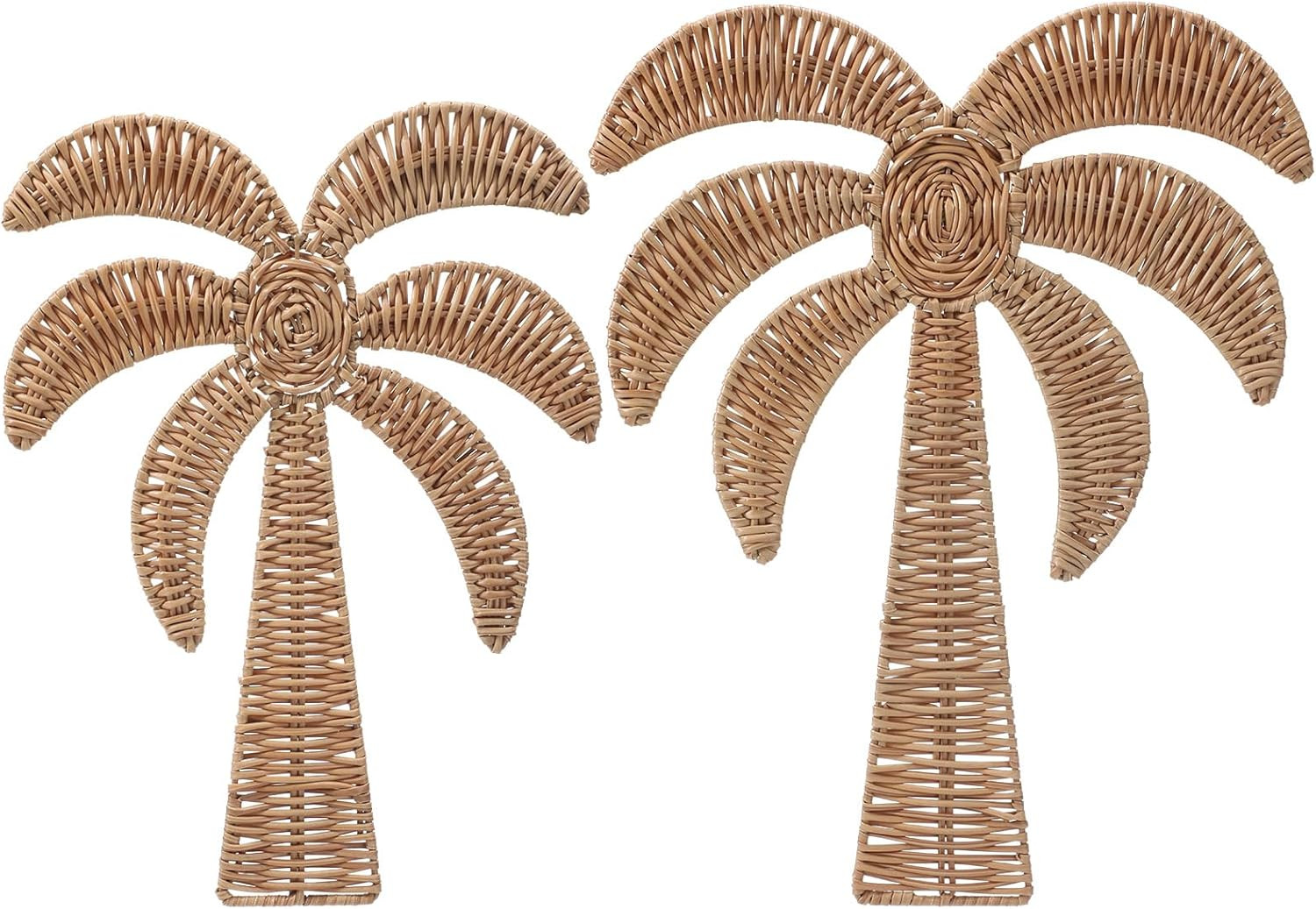 Coastal Rattan Palm Tree Wall Decor – 2 Pcs for Boho Beach Vibes