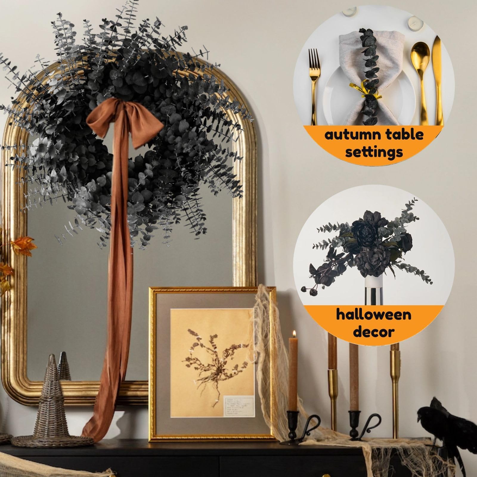 15pcs Real Black Eucalyptus Stems – Flowers and 17 Inch Preserved