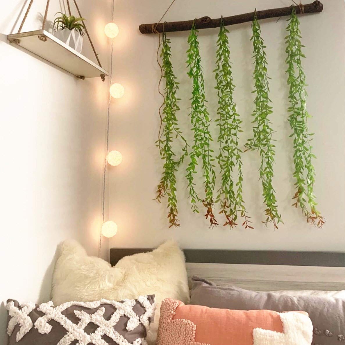 Artificial Hanging Vines, 10 Pack Fake Ivy Weeping Willow Greenery Leaves Pla…