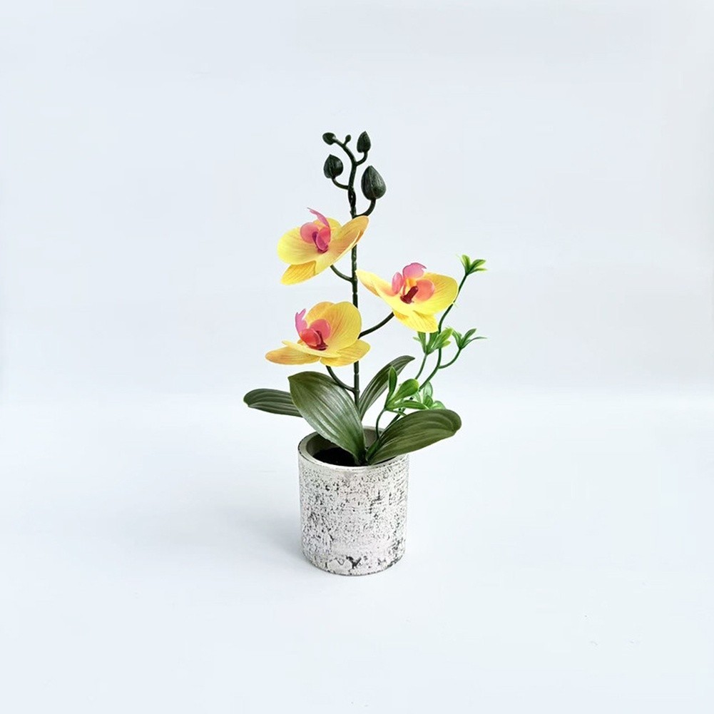 Realistic Artificial Butterfly Orchid Potted Plant 25.5cm for Wedding Decor