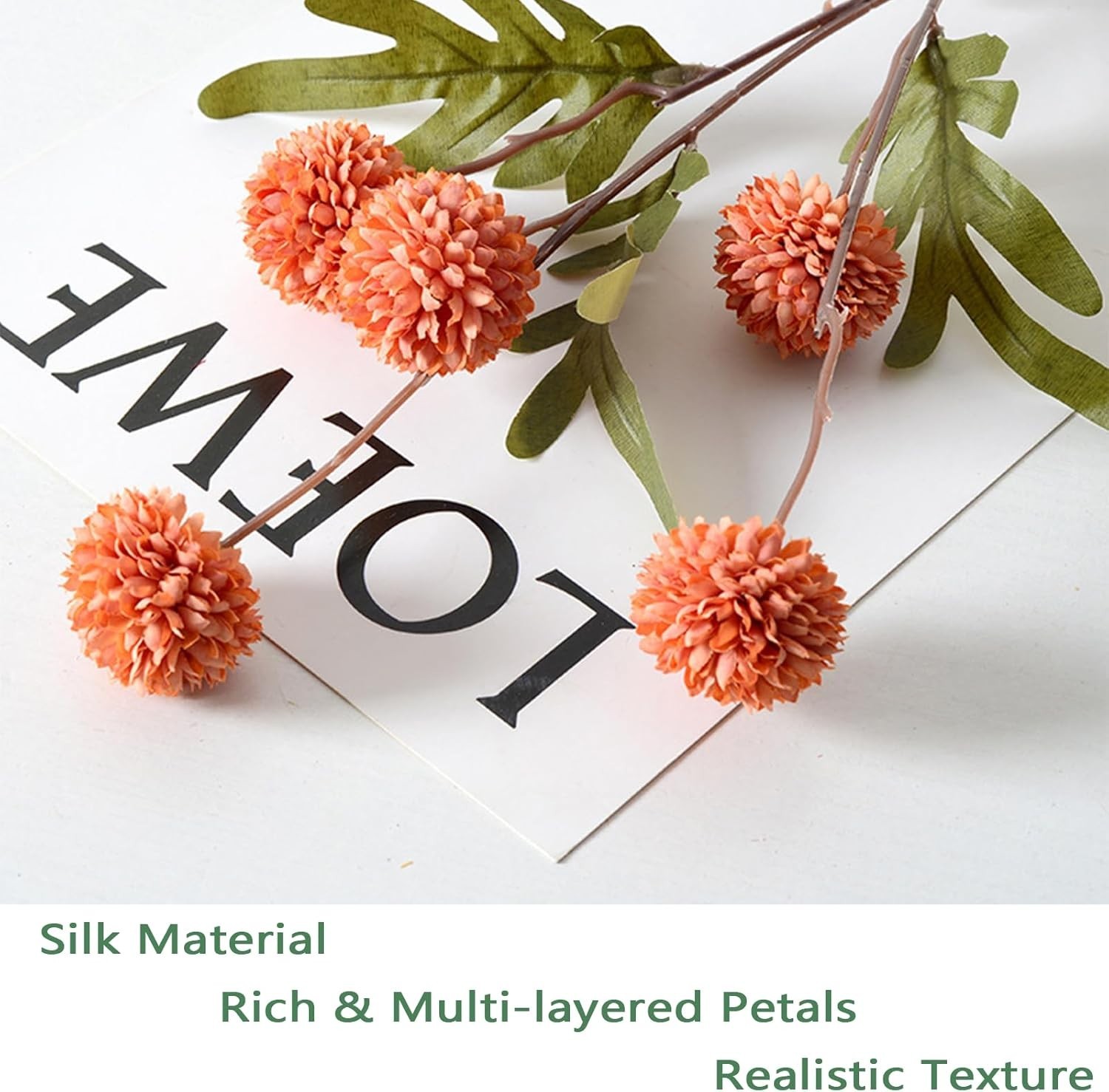 10pcs Faux Mixed Color Kiku Flowers, 5 Heads Each Stem & 4 Branches Eucalyptu