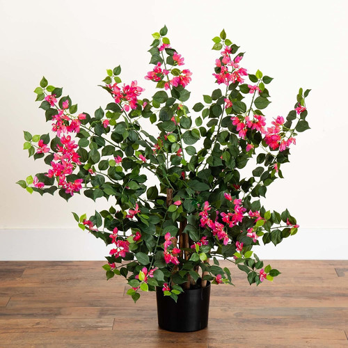 Nearly Natural 42in Artificial Bougainvillea Tree, Faux Flowering 42in, Pink