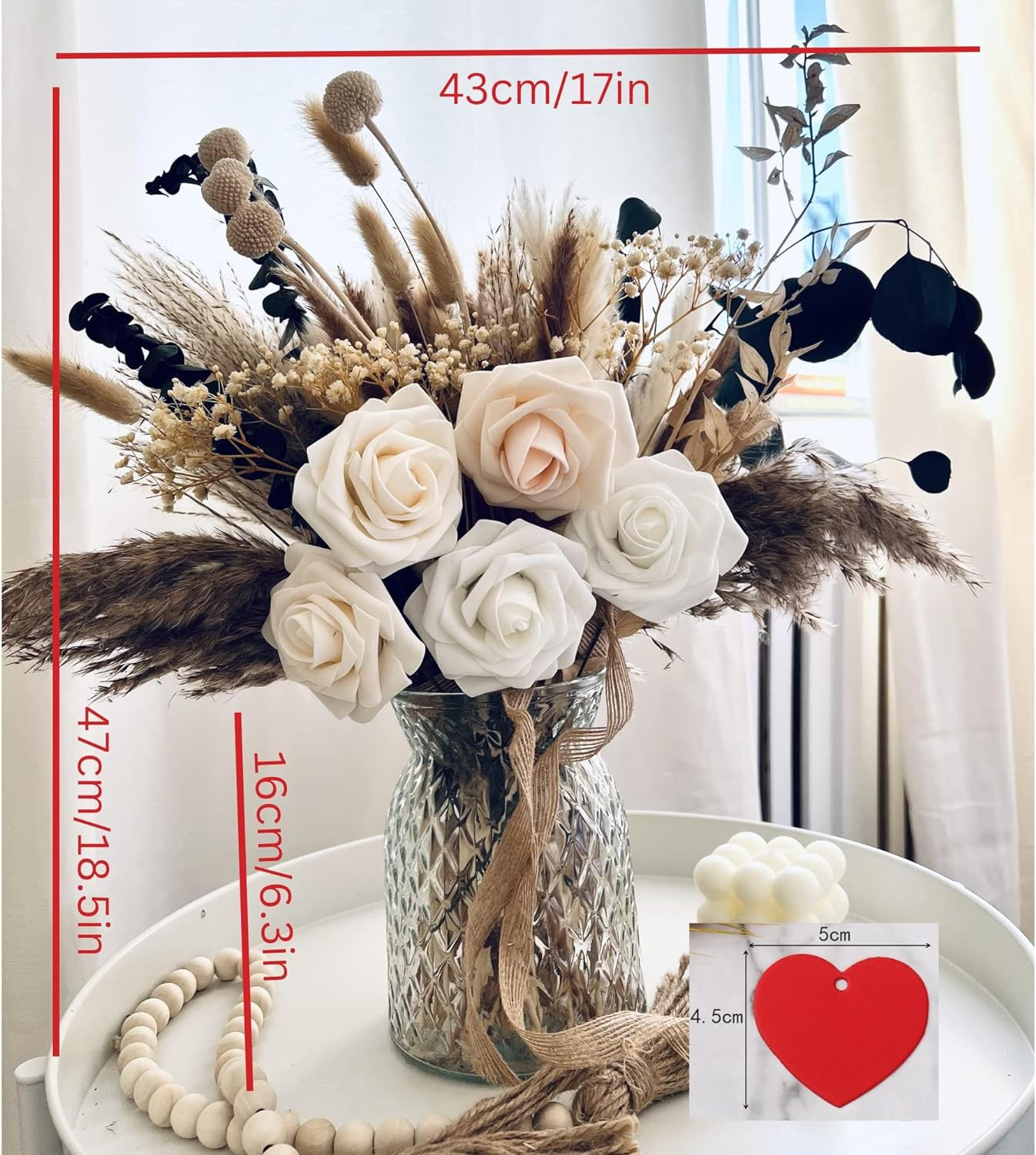 100Pcs Artificial Flowers Arrangement with Vase Included, Dining Table Centerpie