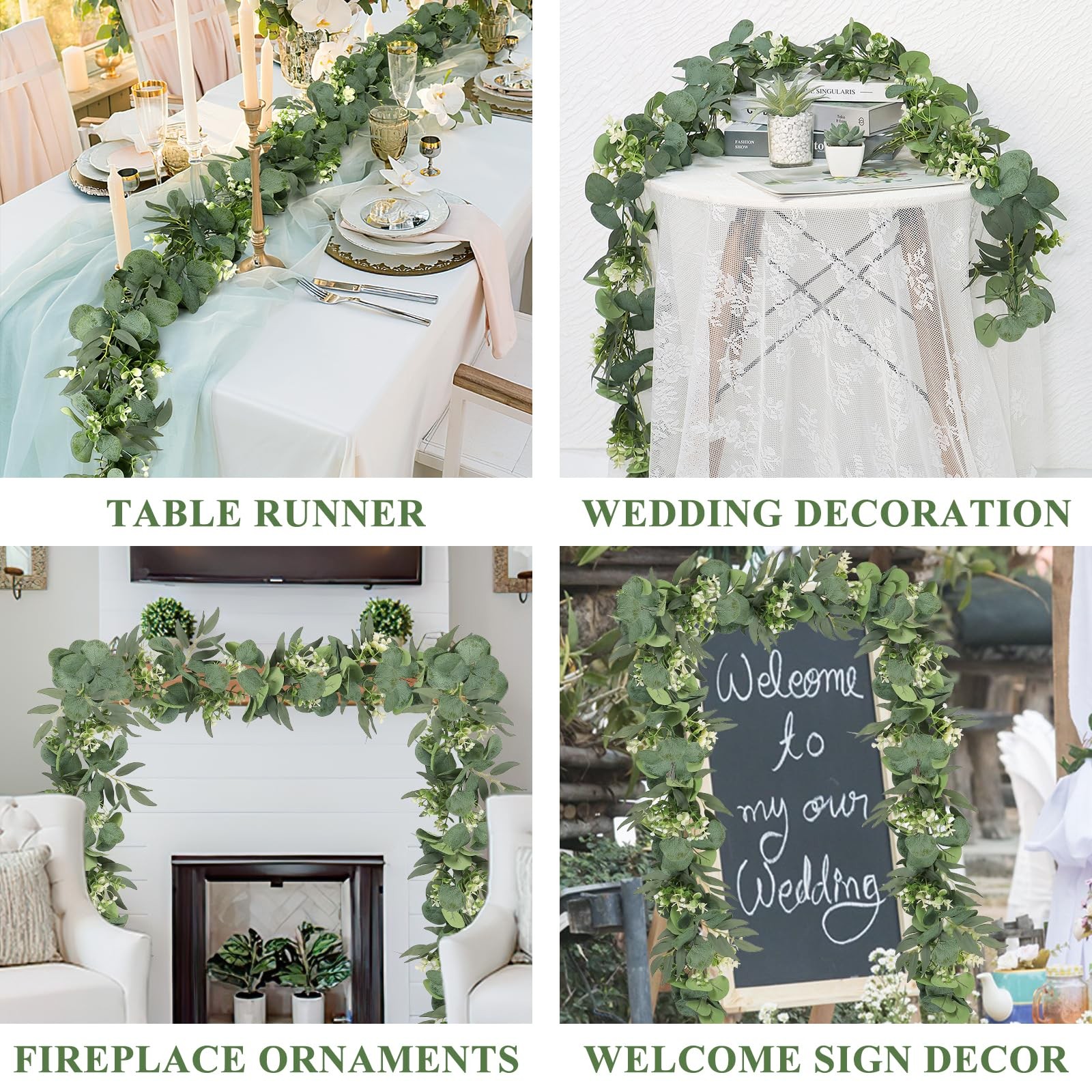 5.9FT Eucalyptus Garland Artificial Vines Fake Greenery Garland with Gypsophi…
