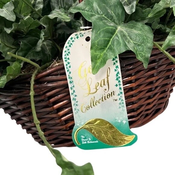 Set Of 2 Gold Leaf Collection Silk Artificial English Ivy Basket
