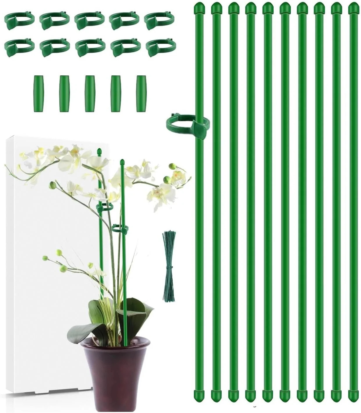 Plant Stakes,MAFONE 10Pcs 15In Monstera Plant Support Orchid Sticks Extended to