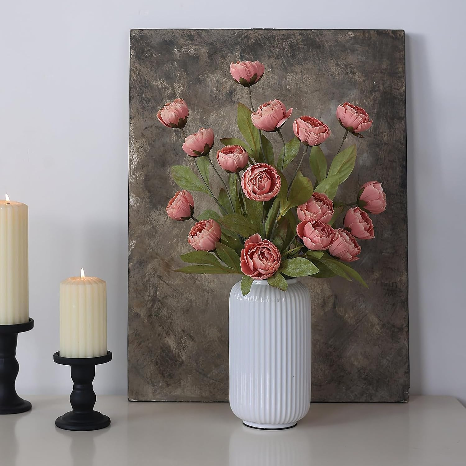 12 Pcs Faux Silk Peony Artificial Flowers for Vase -27″, Bulk Fake Peonies Branc