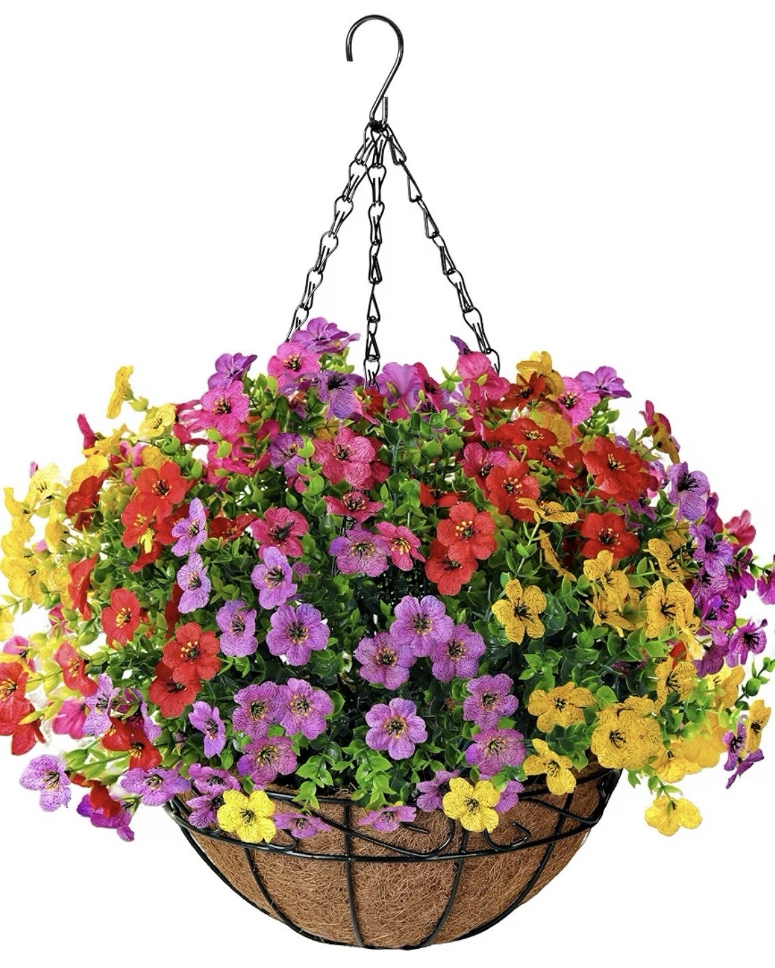 Artificial Faux Fake Hanging Flowers Plants Basket for Summer Outdoor outside