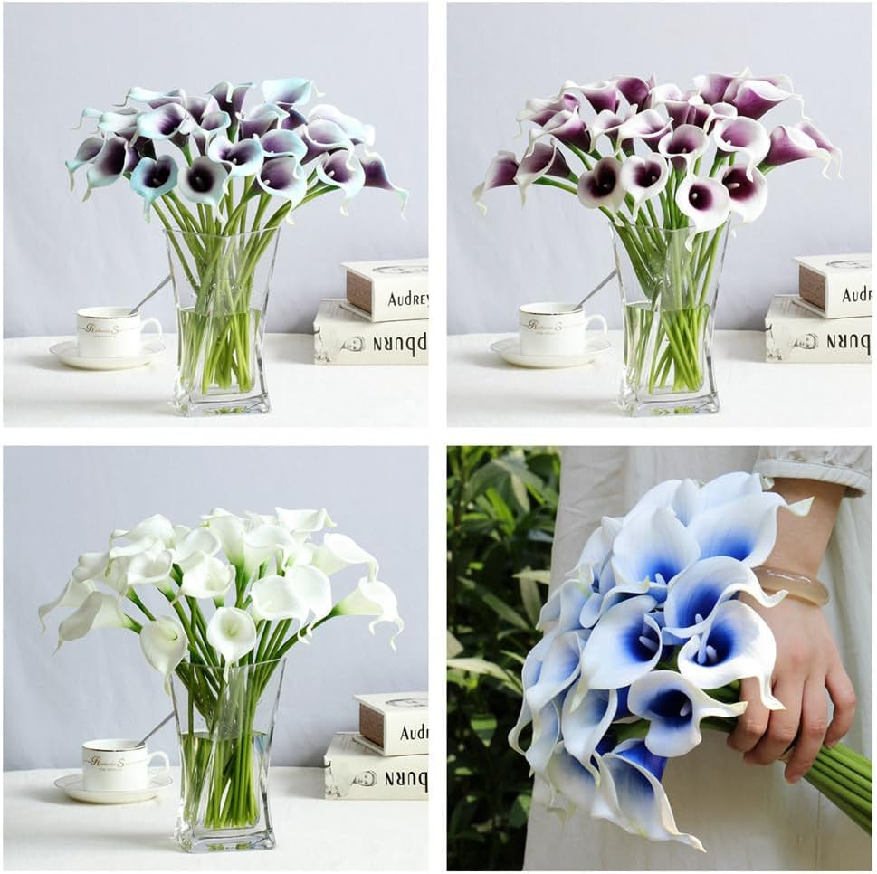 12Pcs Purple Artificial Calla Lily Flowers,13″ Single Heads PU Real Touch | Smal