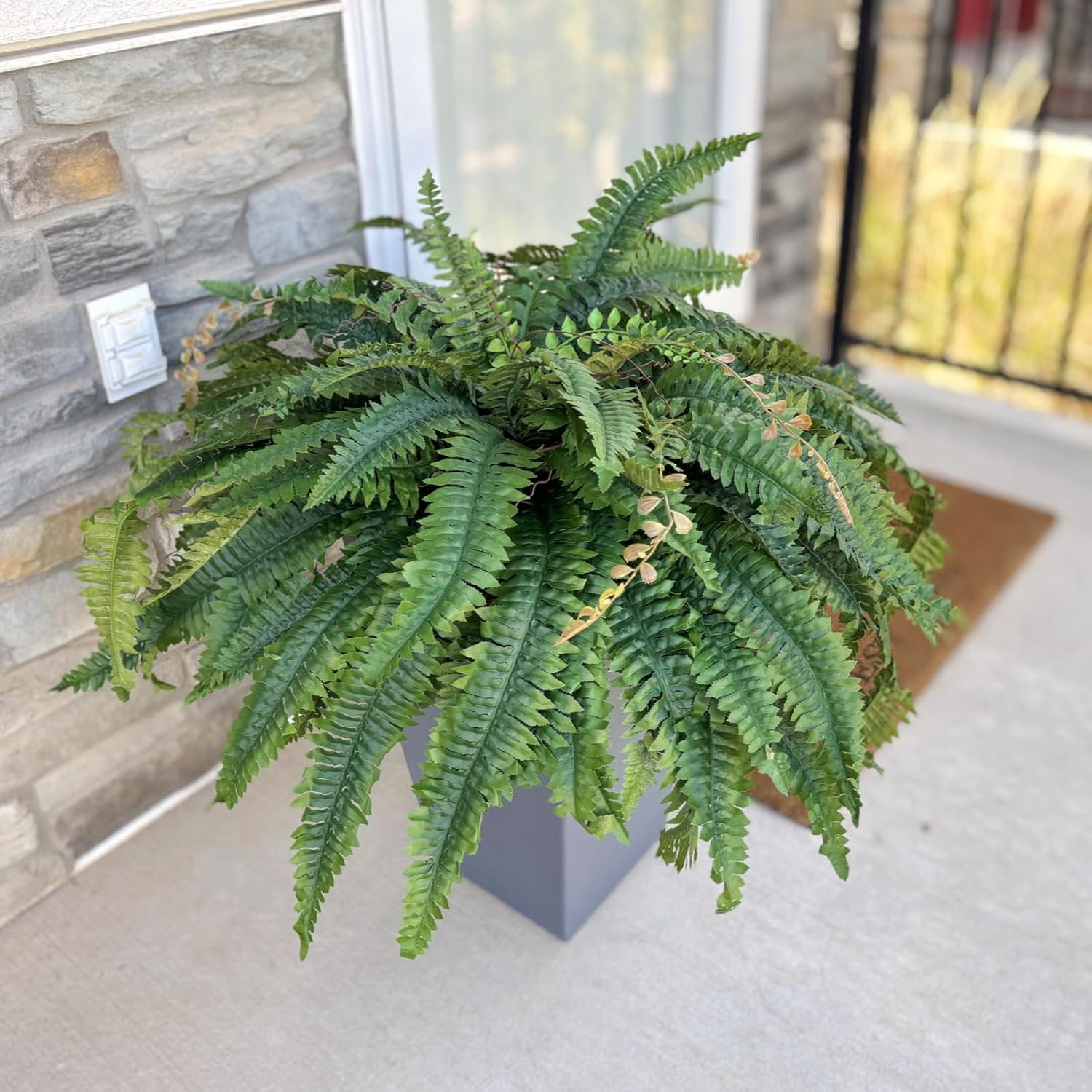CQURE 128 Branches Fake Ferns Artificial Plants Large, 50″ Set of 2 Artificial B