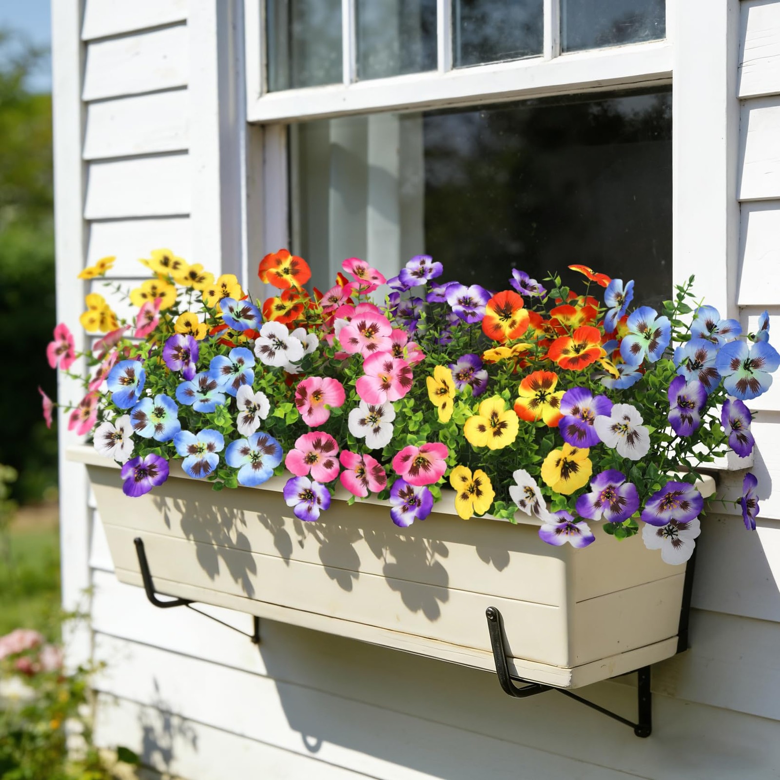 Ouddy Decor 20 Bundles Artificial Pansy Flowers for Outdoors, Fake Silk Flowe…