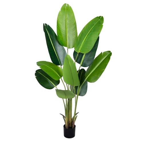 Artificial Bird of Paradise Plant 5.2Ft Fake Tropical Palm Tree with 5ft 1pack
