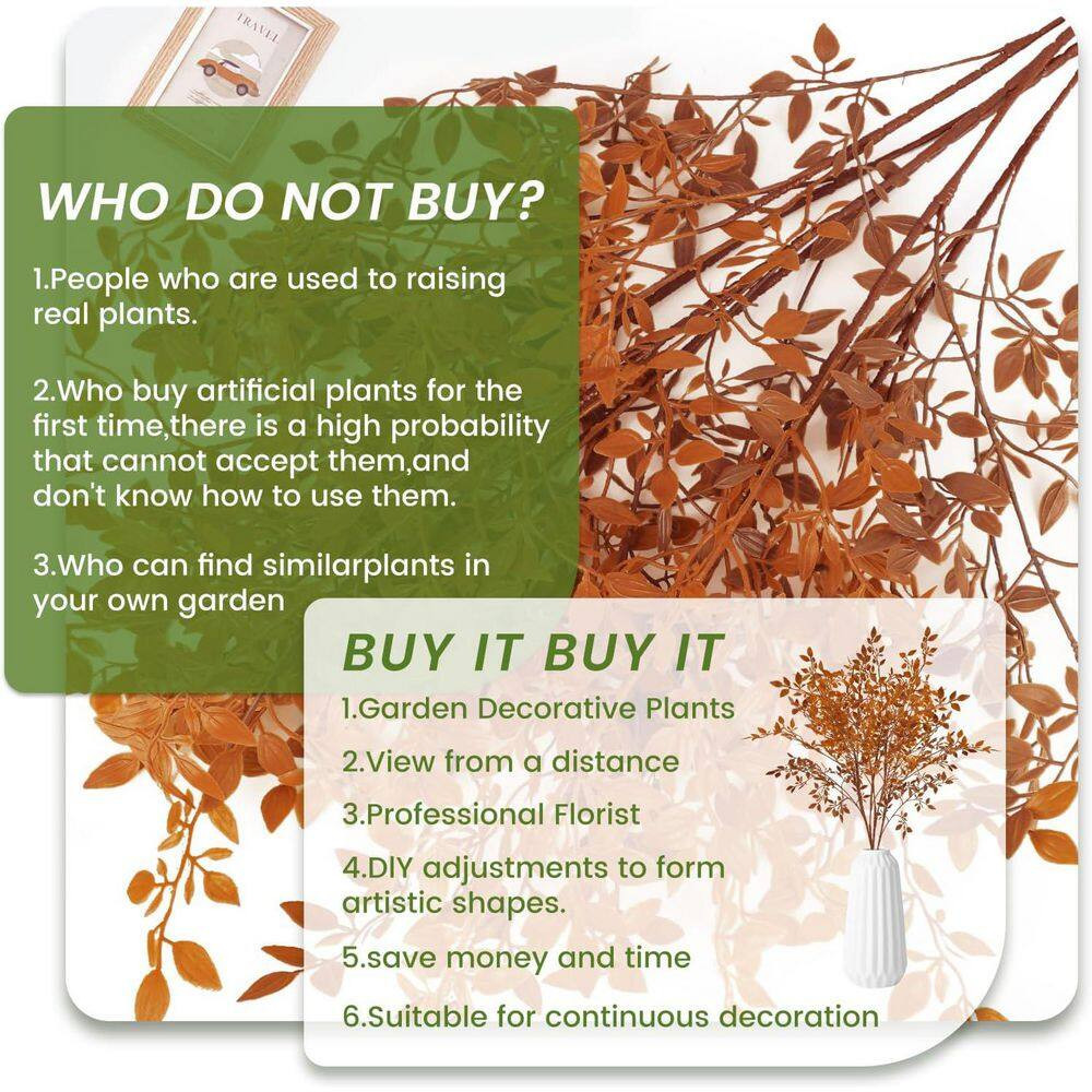 43.3 In. Autumn Artificial Foliage Nandina Branches with Lifelike Leaves for Vas