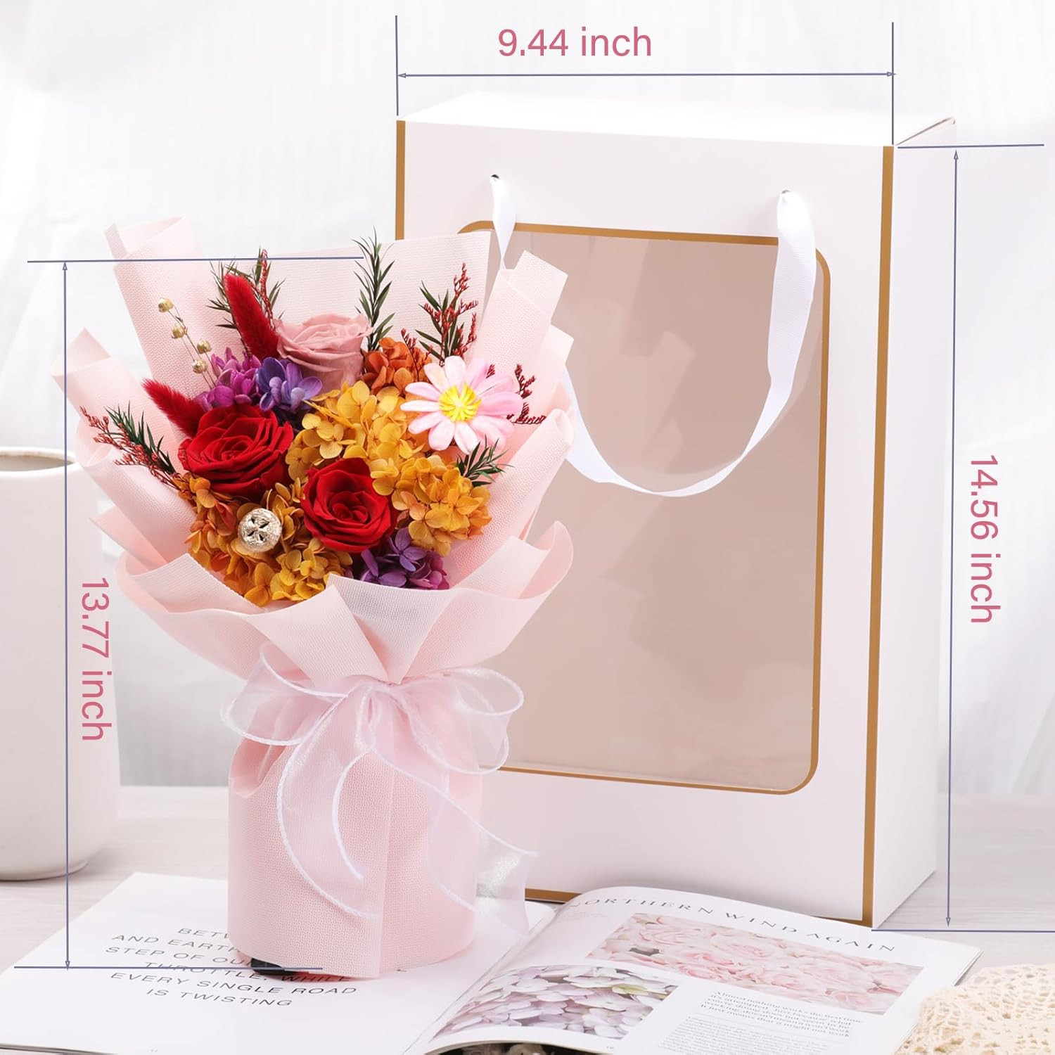 Flowers for Delivery,Preserved Flowers Bouquets,Red Rose Bouquets That Last 1-3