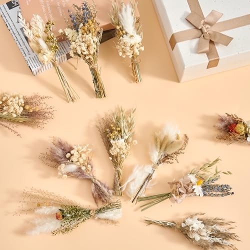 12/24PCS Mini Dried Flower Bouquets – Natural Wildflowers for Vase Decor, Weddin