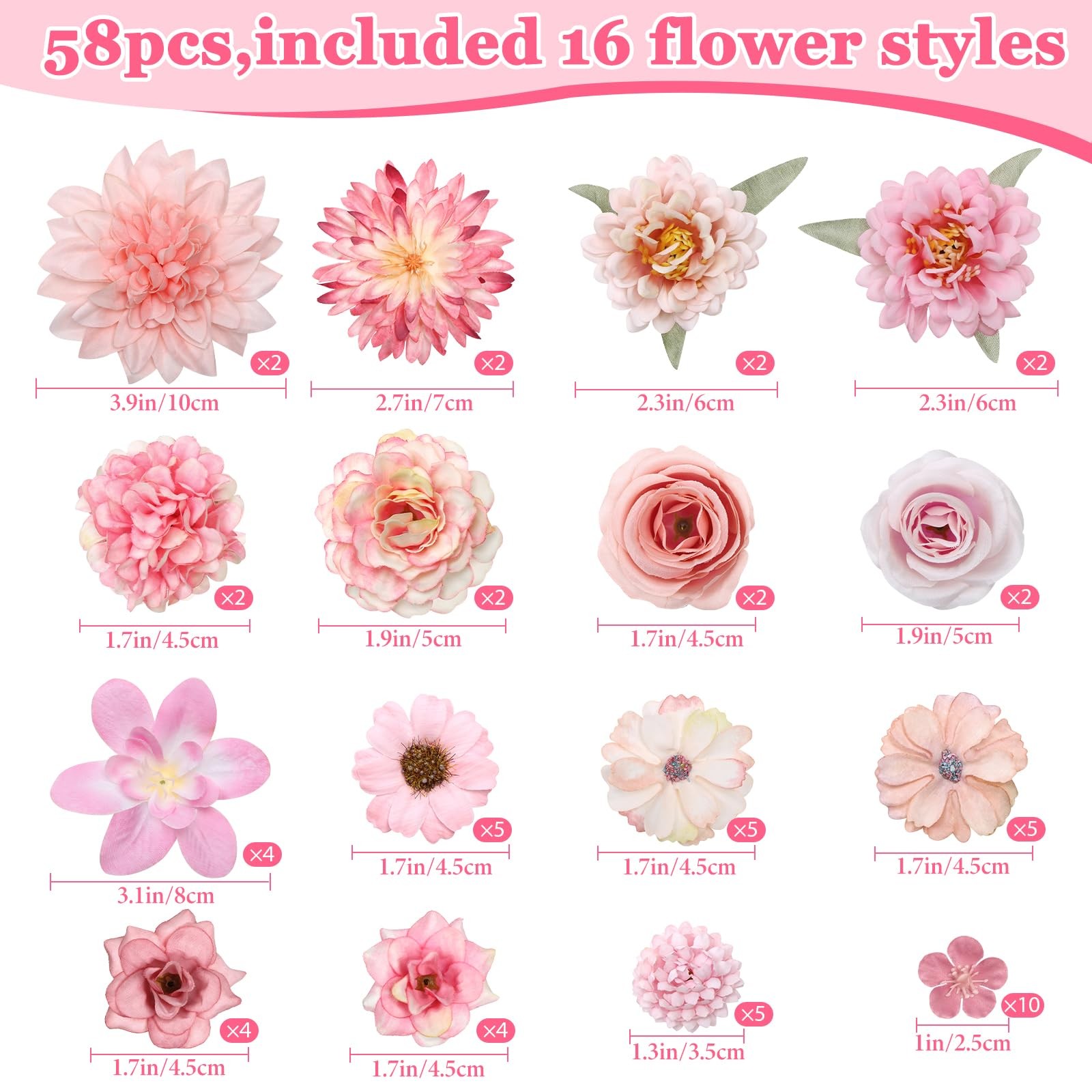 Mini Pink Artificial Fake Silk Daisy Rose Flower Head Bulk DIY Decor 58 PCS