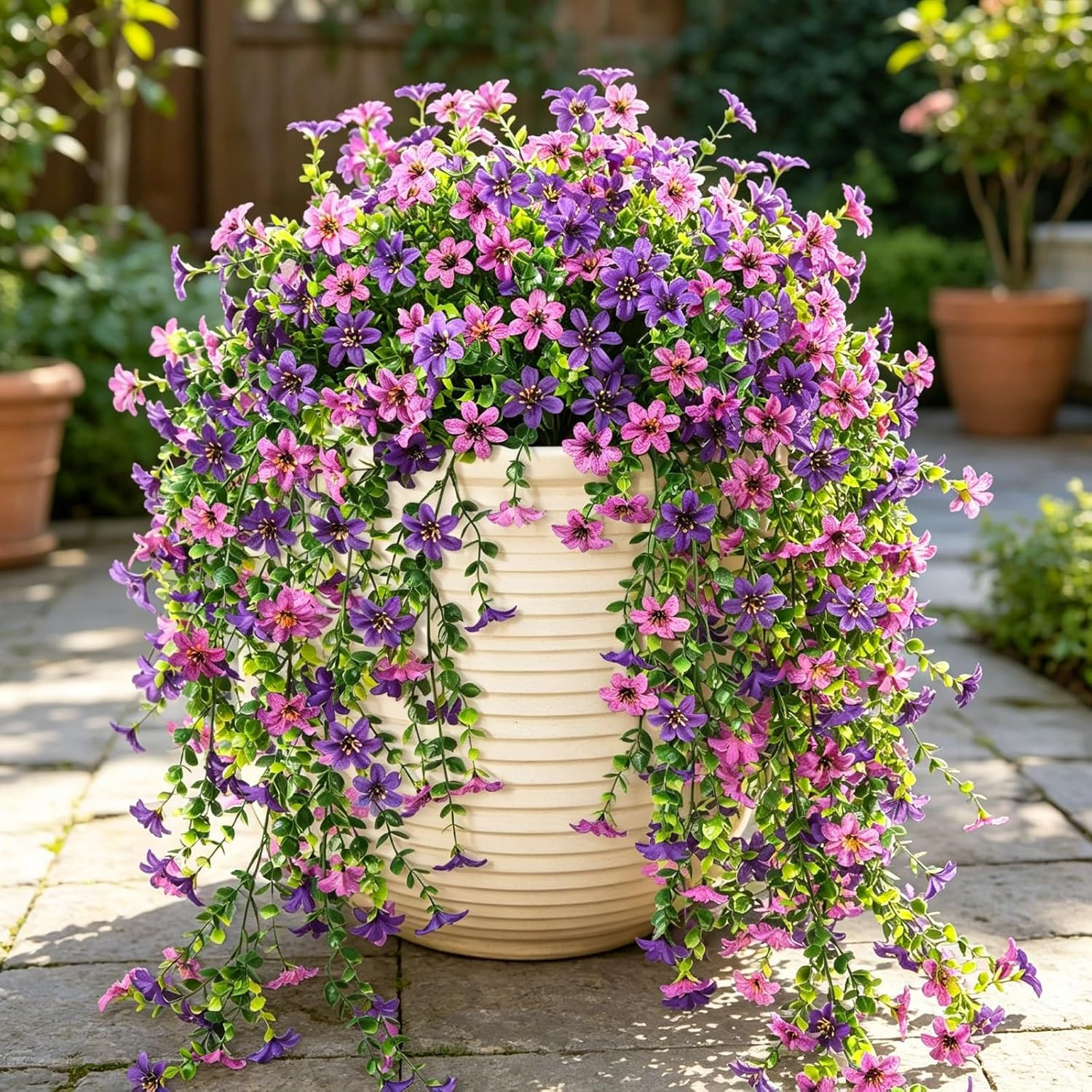 6 PCS Artificial Hanging Flowers for Outdoor Decoration, UV Resistant Realistic