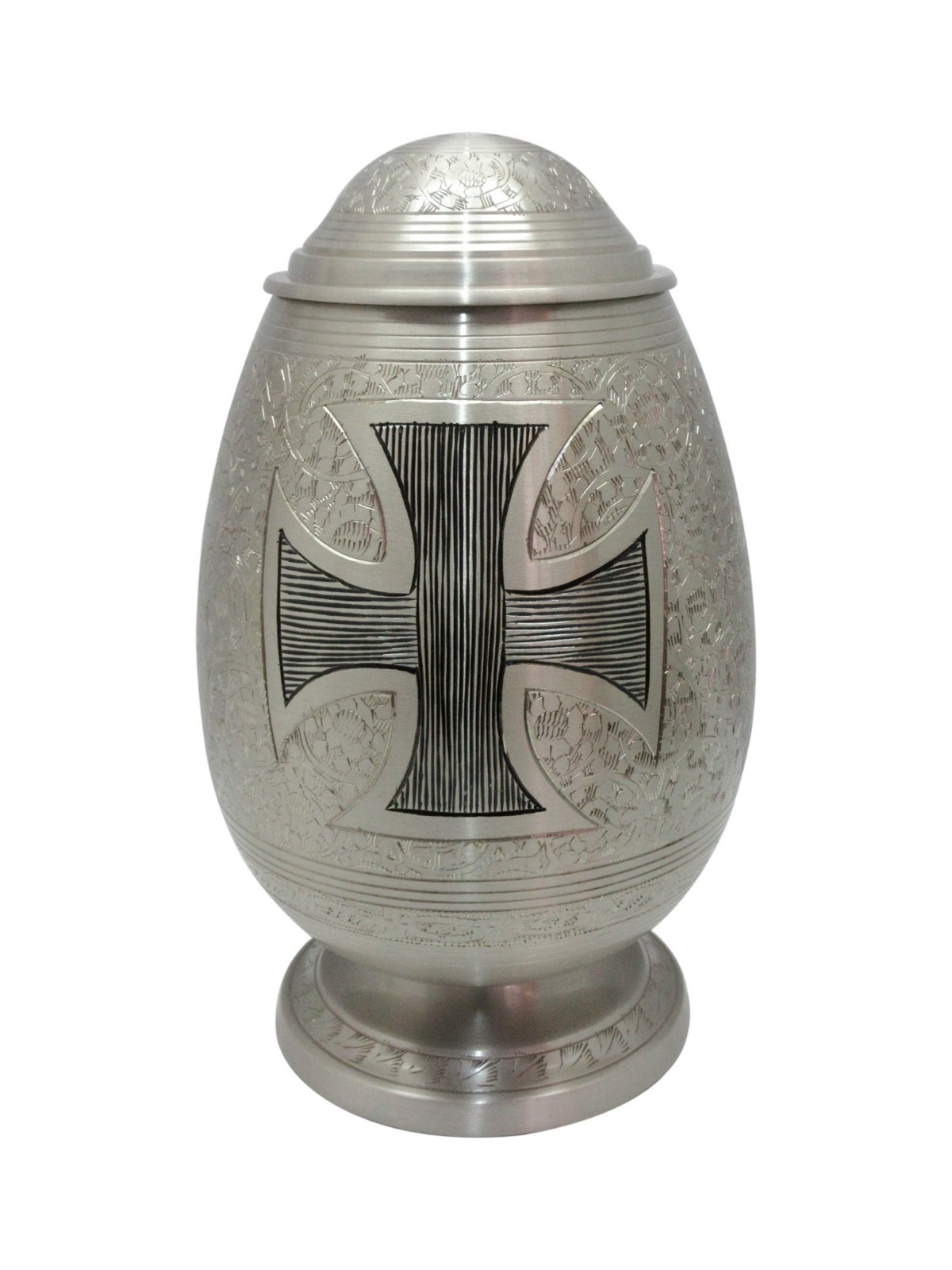 Beautiful Cross Cremation Urn, Memorial Brass Adult Human Urn with Velvet Bag