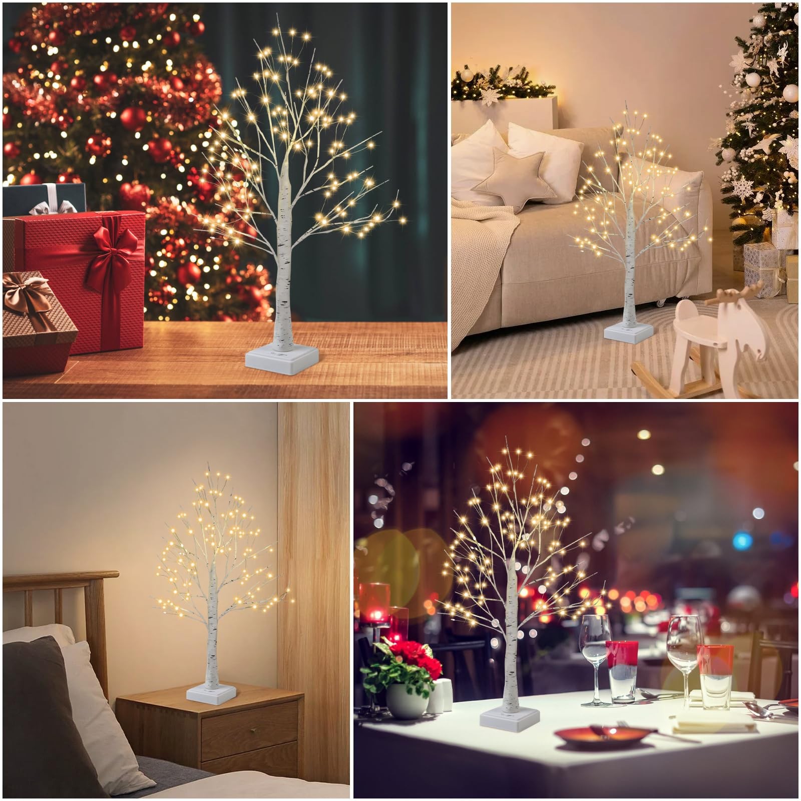 144 LED Artificial Lamp with Timer, DIY Birch Tree with Lights, USB/Battery P…