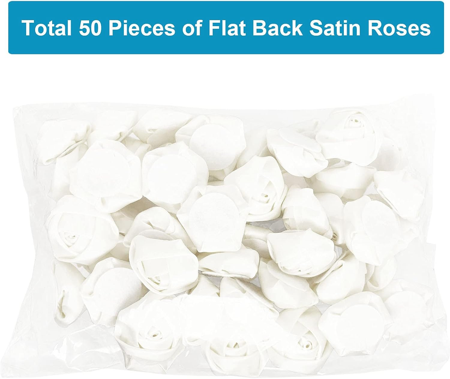 50Pcs Satin Ribbon Rose 4D Handmade Fabric Flowers 1.4″ for DIY Wedding Bouquet