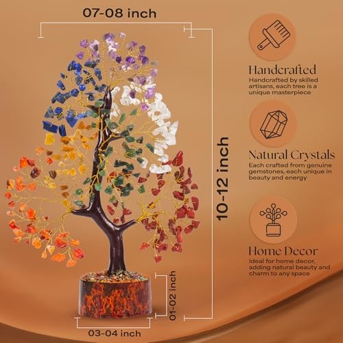 Seven Chakra Gemstone Tree with Chakra Pyramids, Crystal Tree, Seven Chakra C12