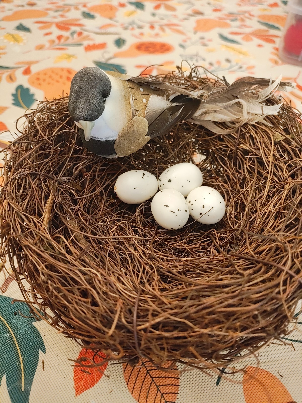 6″ Faux Artificial Bird’s Nest with 2 Bird’s & Colorful Eggs.