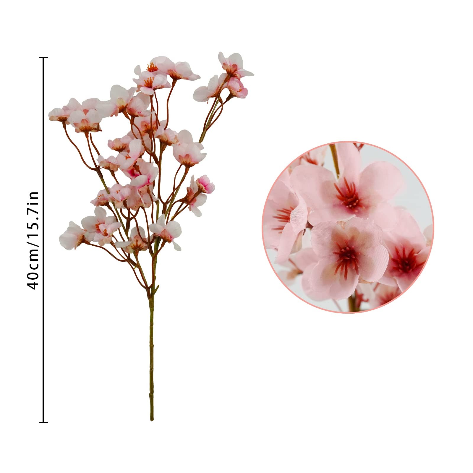 8 PCS Artificial Cherry Blossom Flowers Silk Branches Fake Plum Decor Pink