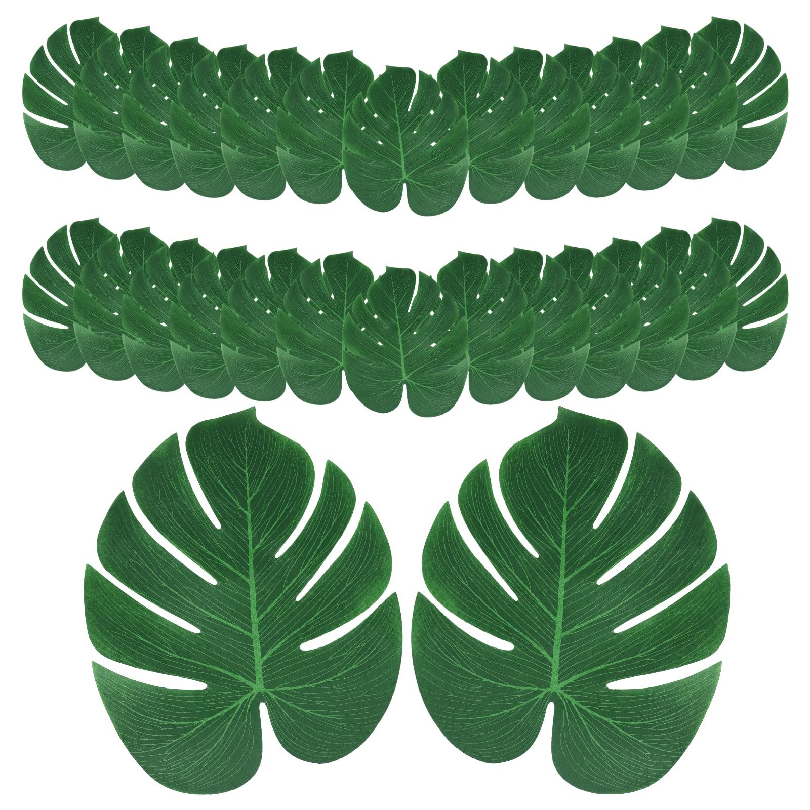 50Pcs Artificial Palm Leaves Large Tropical Monstera Plant Green Faux Safari …
