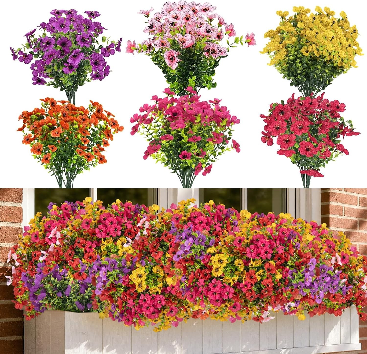 24 Pcs Artificial Daisy Flowers for Outdoors 6 Color | UV Resistant Artificia…