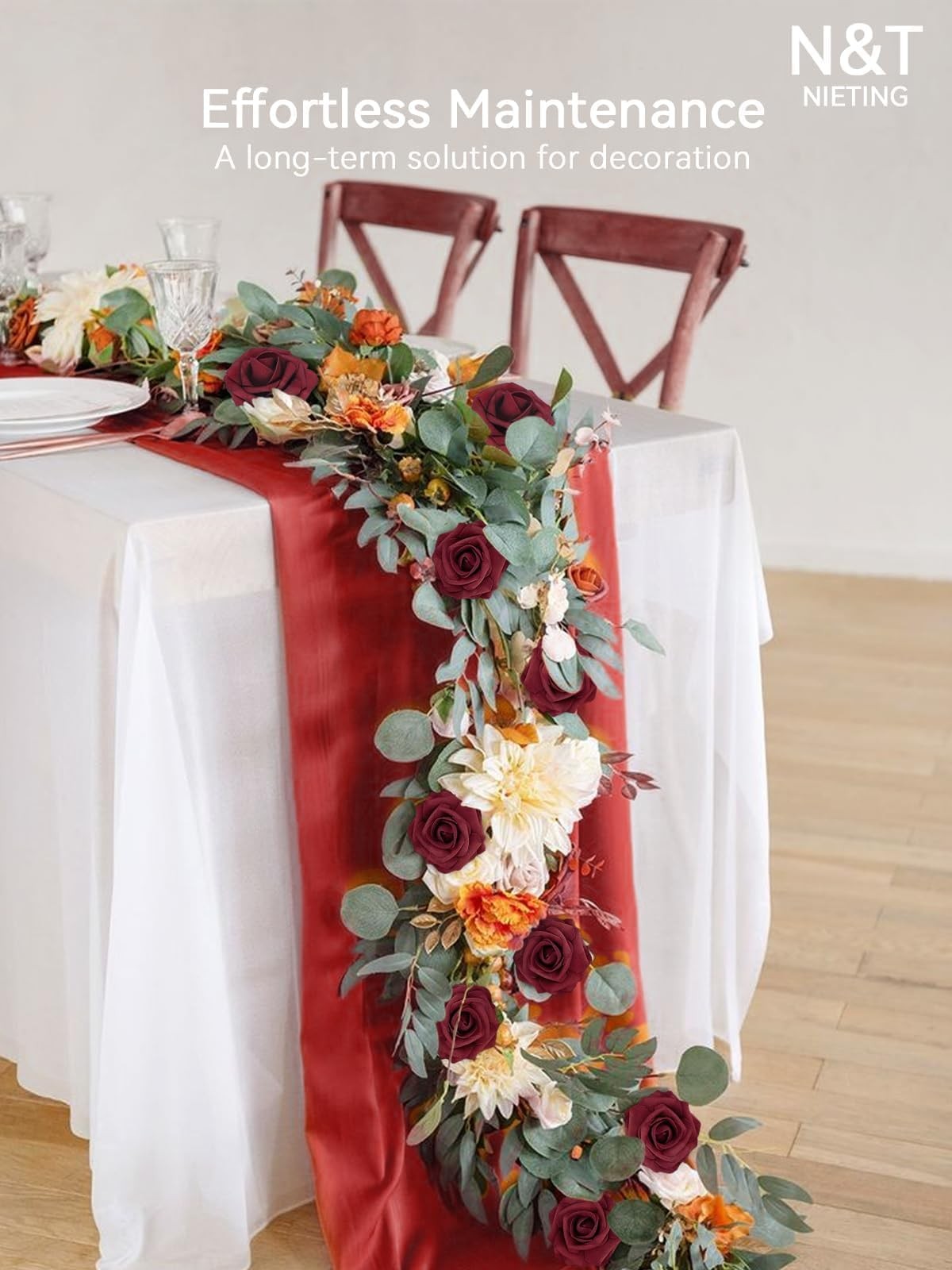 NT NIETING Artificial Flowers, 25Pcs Fake Flowers Roses Perfect DIY Wedding